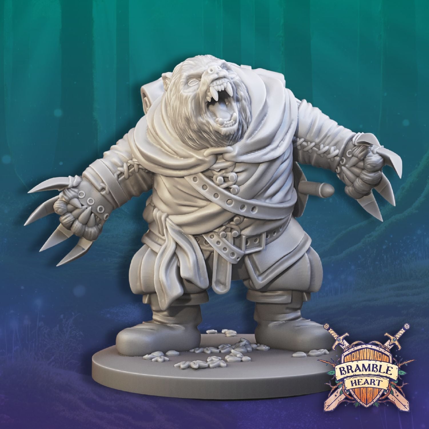 Bruin Brigands- Brambleheart - 3d Printed Miniature sculpted by Kraken Games Lab