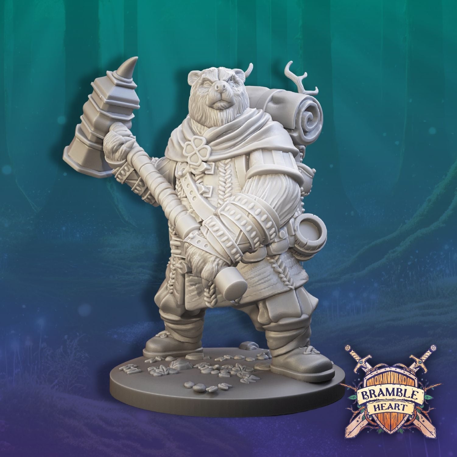 Bruin Brigands- Brambleheart - 3d Printed Miniature sculpted by Kraken Games Lab