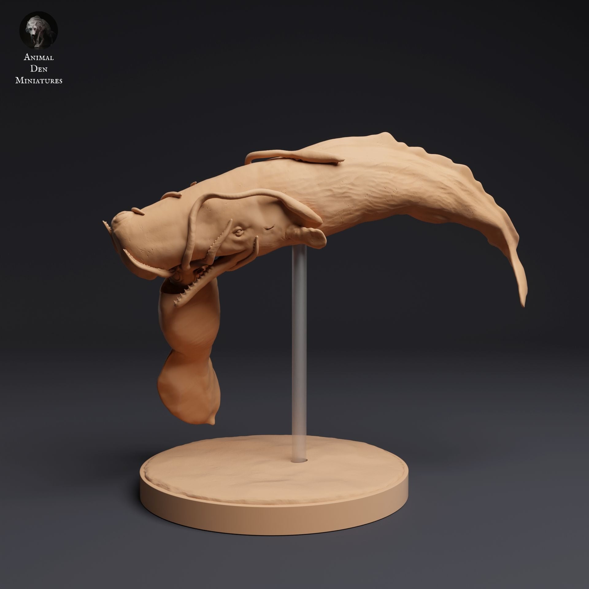 Colossal Squid Vs Sperm Whale - 3d Printed 1:100 Scale Miniature Sculpted by Animal Den