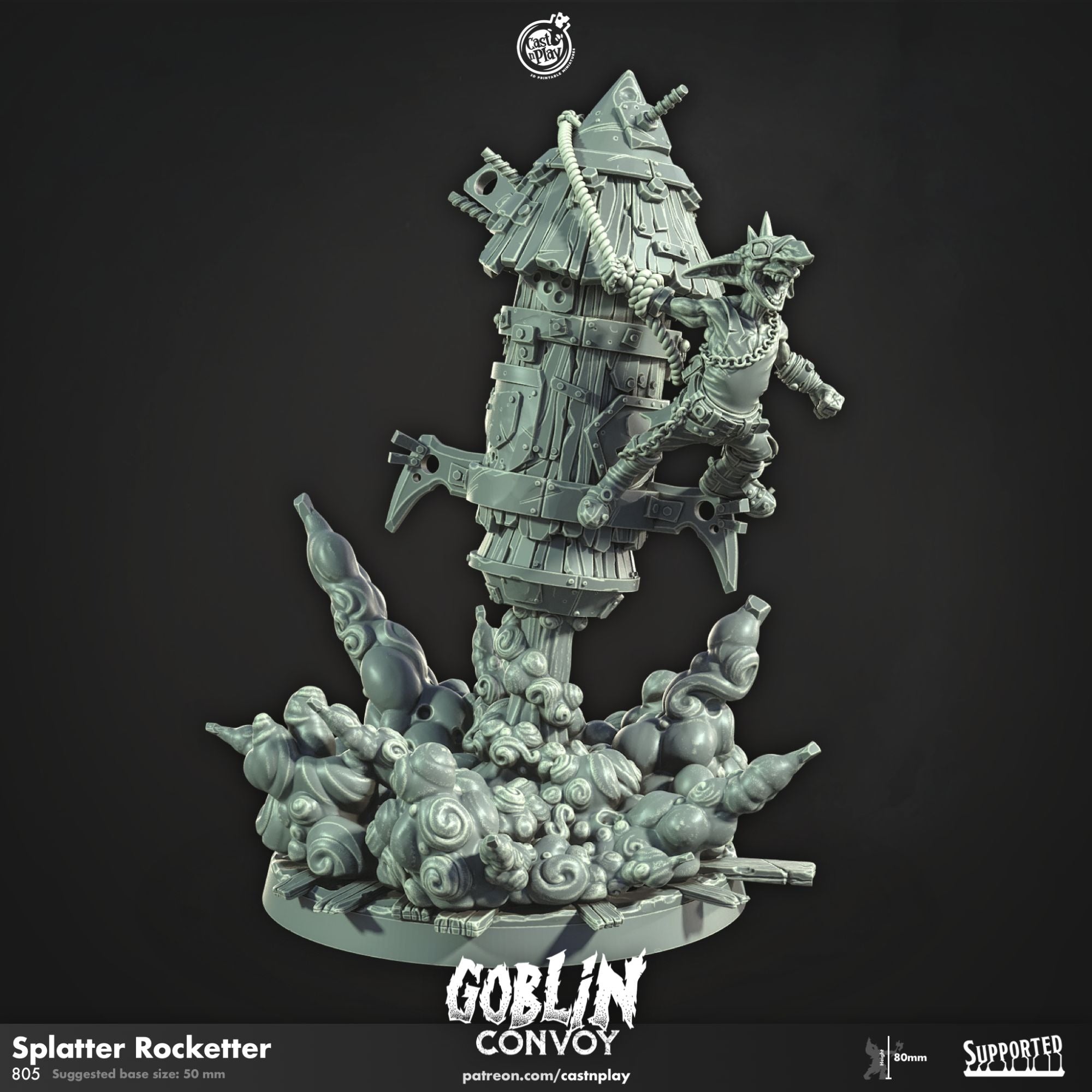 Splatter Rocketeer - Goblin Convoy - 3d Printed Miniature Sculpted by Cast N Play