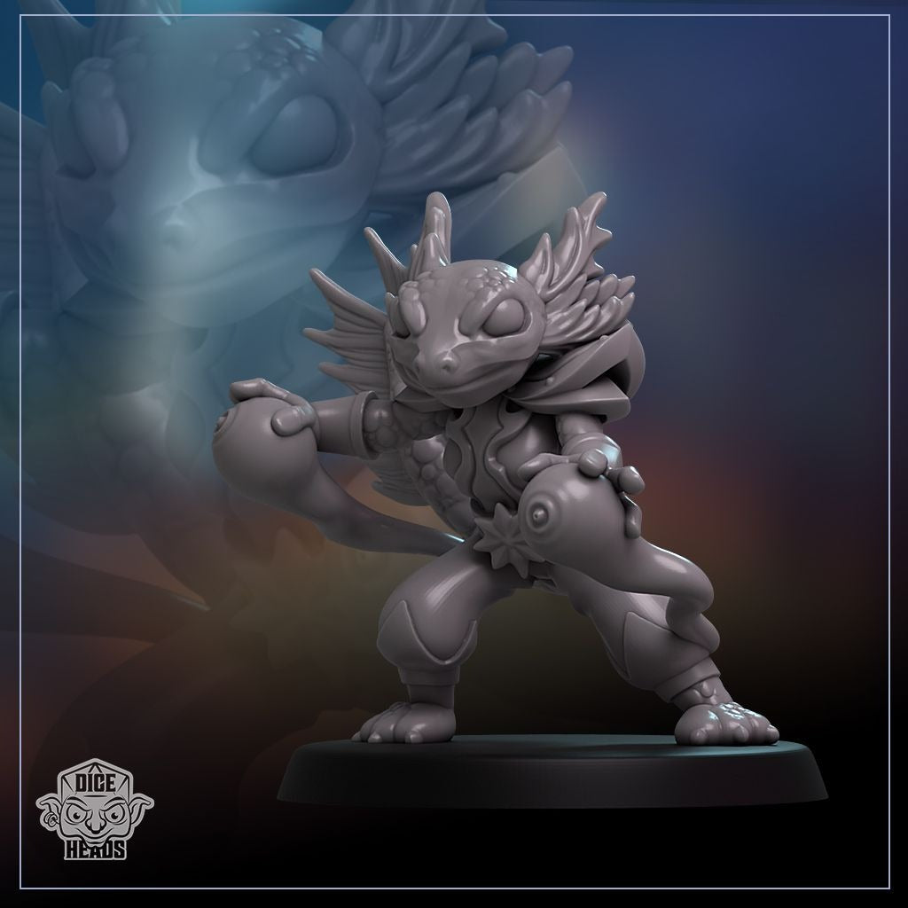 Zhashil, Necromancer Salamander - 3d Printed Miniature Sculpted by DiceHeads