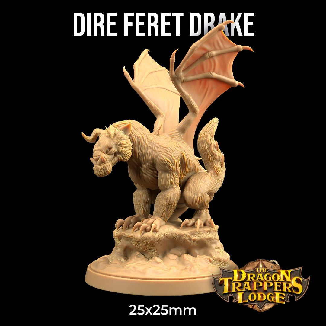 Dire Ferret Drake - Journey Through the Direlands - 3d Printed Miniature Sculpted by Dragon Trappers Lodge