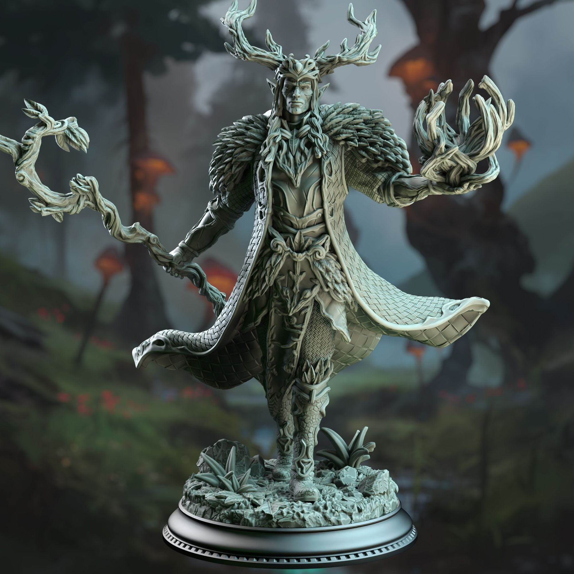 Pontifax the Emerald Eyed, Fey Court Wizard - 3d Printed Miniature Sculpted by DM Stash