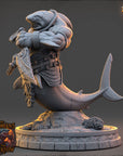Thal Korrun, Blade of the Undertow - The Selachians of the Undertow (Sharkfolk) - 3d Printed Miniature sculpted by Daybreak Miniatures