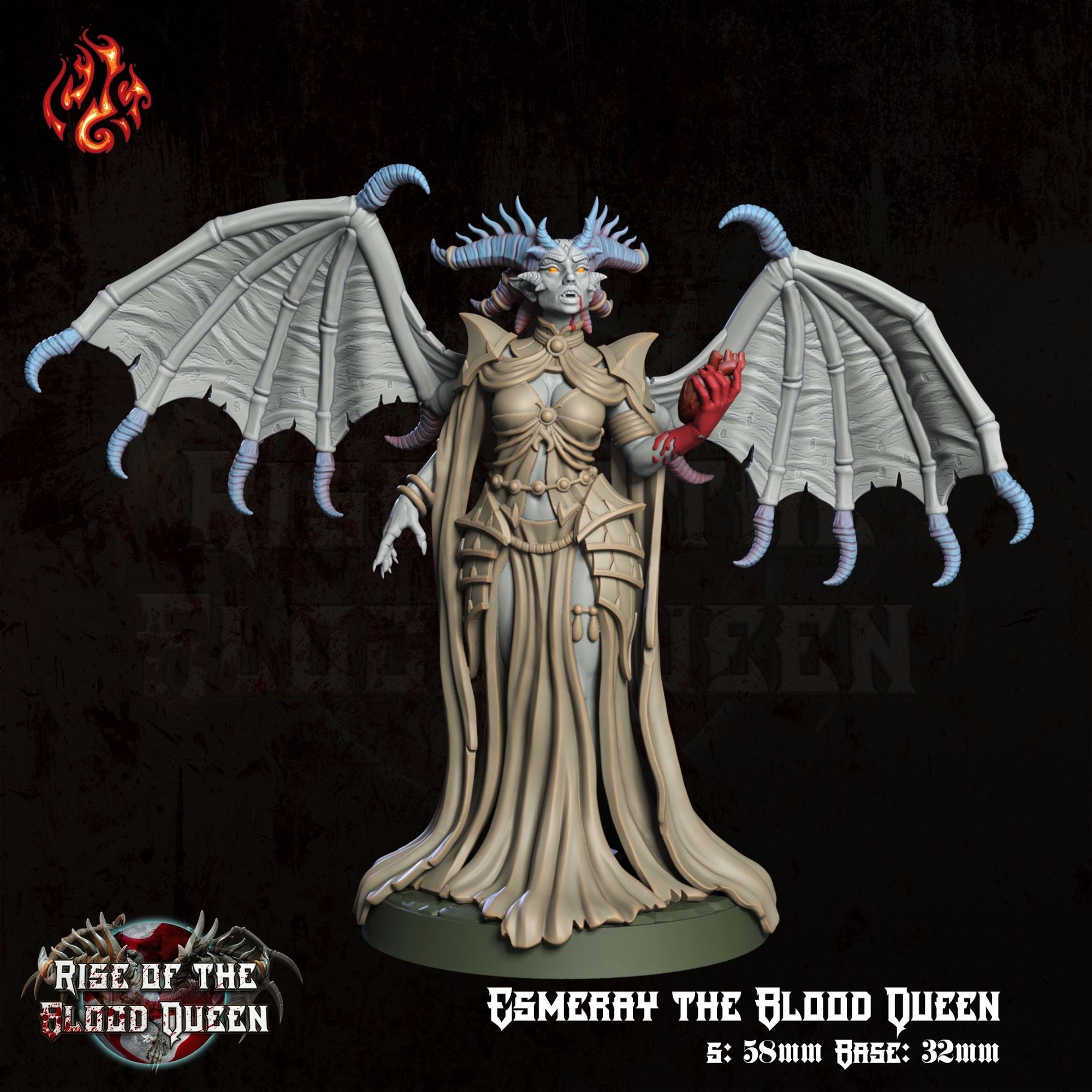 Esmeray the Blood Queen - 3d Printed Miniature Sculpted by Crippled God Foundry