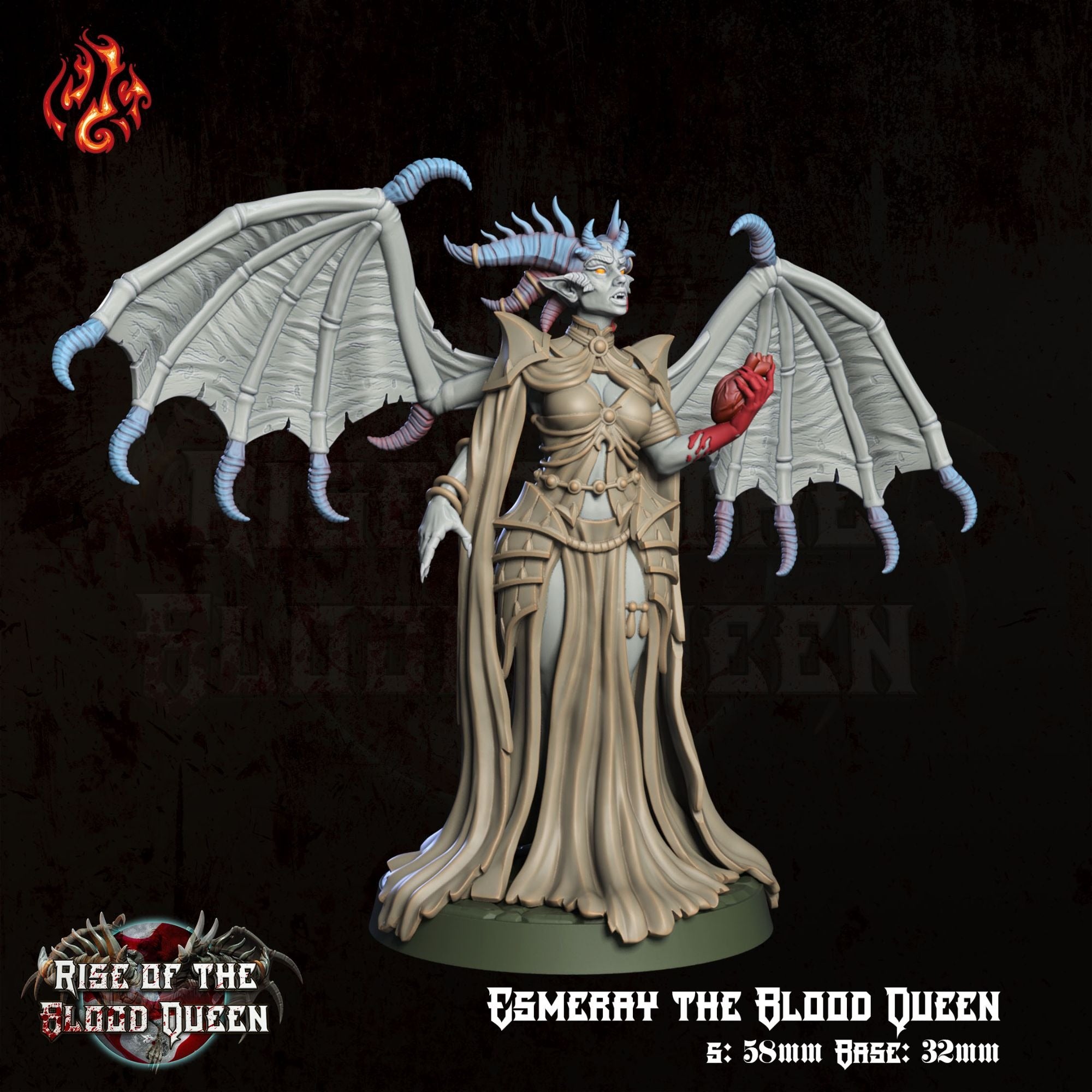 Esmeray the Blood Queen - 3d Printed Miniature Sculpted by Crippled God Foundry