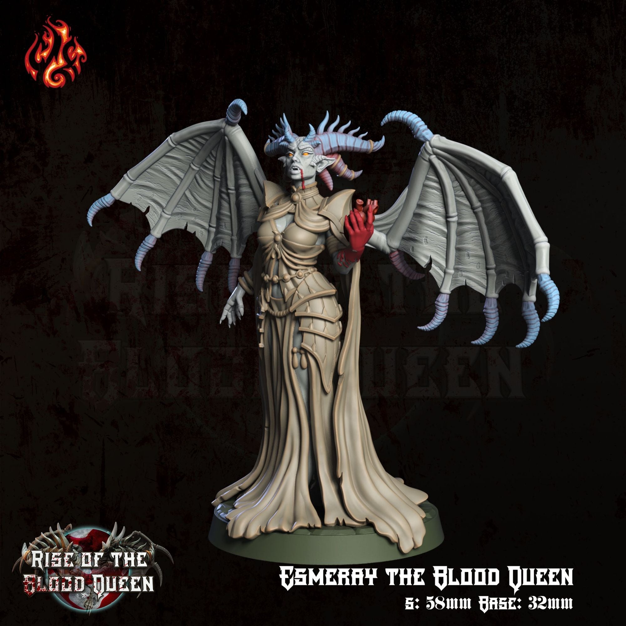 Esmeray the Blood Queen - 3d Printed Miniature Sculpted by Crippled God Foundry