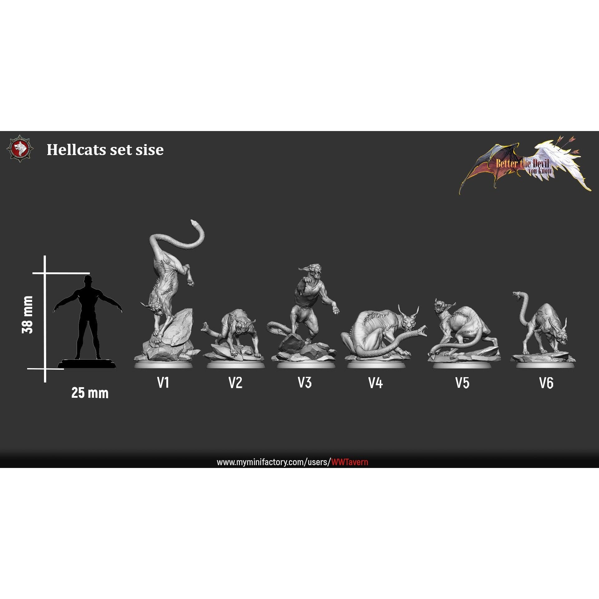 Hellcats - Better the Devil You Know - 3d Printed Miniature Sculpted by White Werewolf Tavern