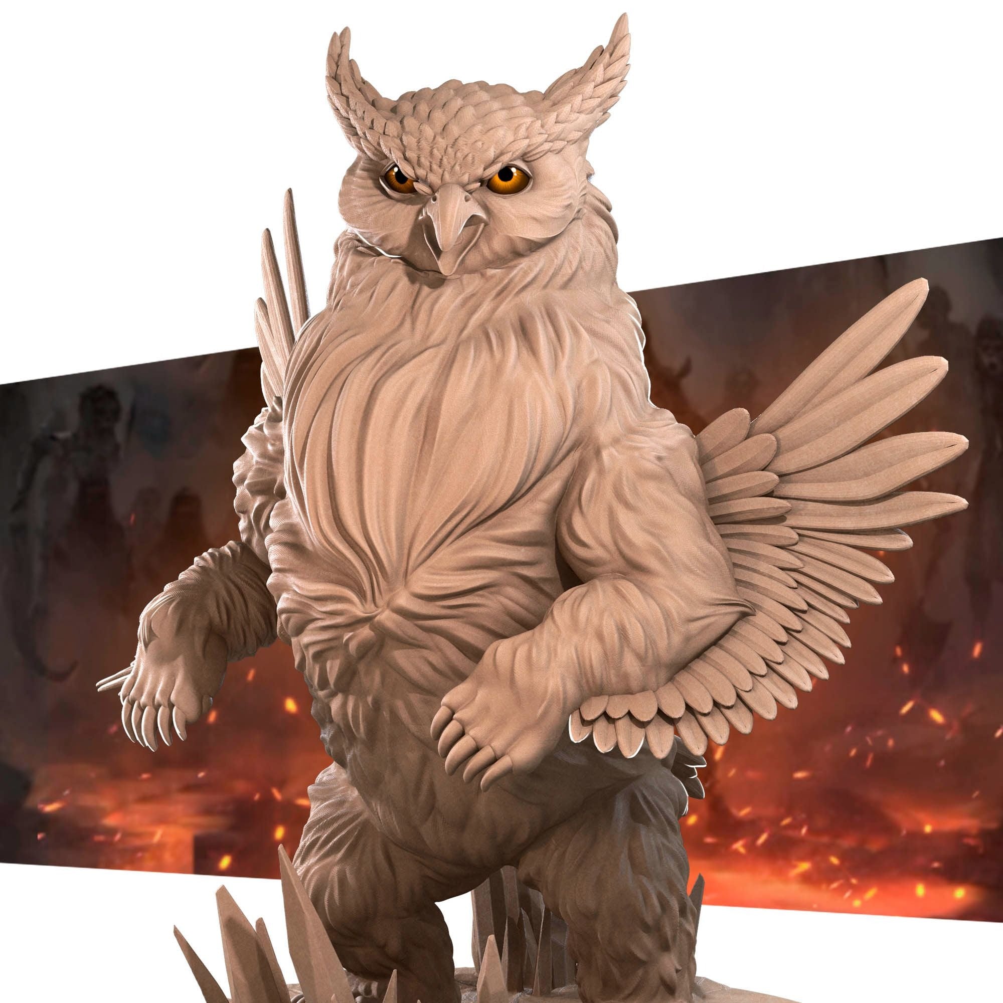 Owlbear - Iconic Monsters - 3d Printed Miniature sculpted by Bite the Bullet