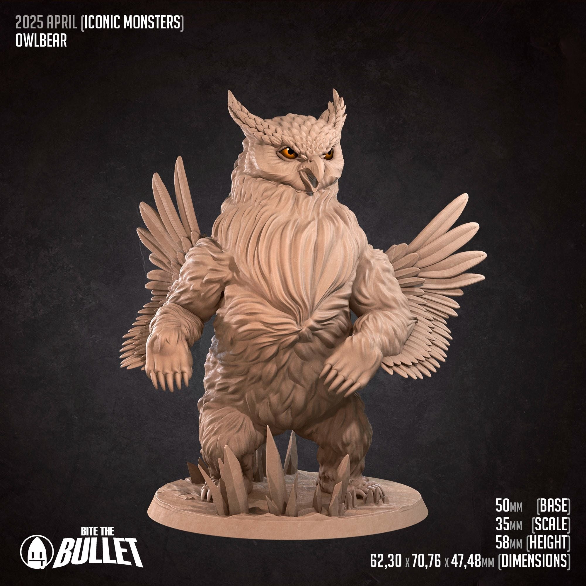 Owlbear - Iconic Monsters - 3d Printed Miniature sculpted by Bite the Bullet