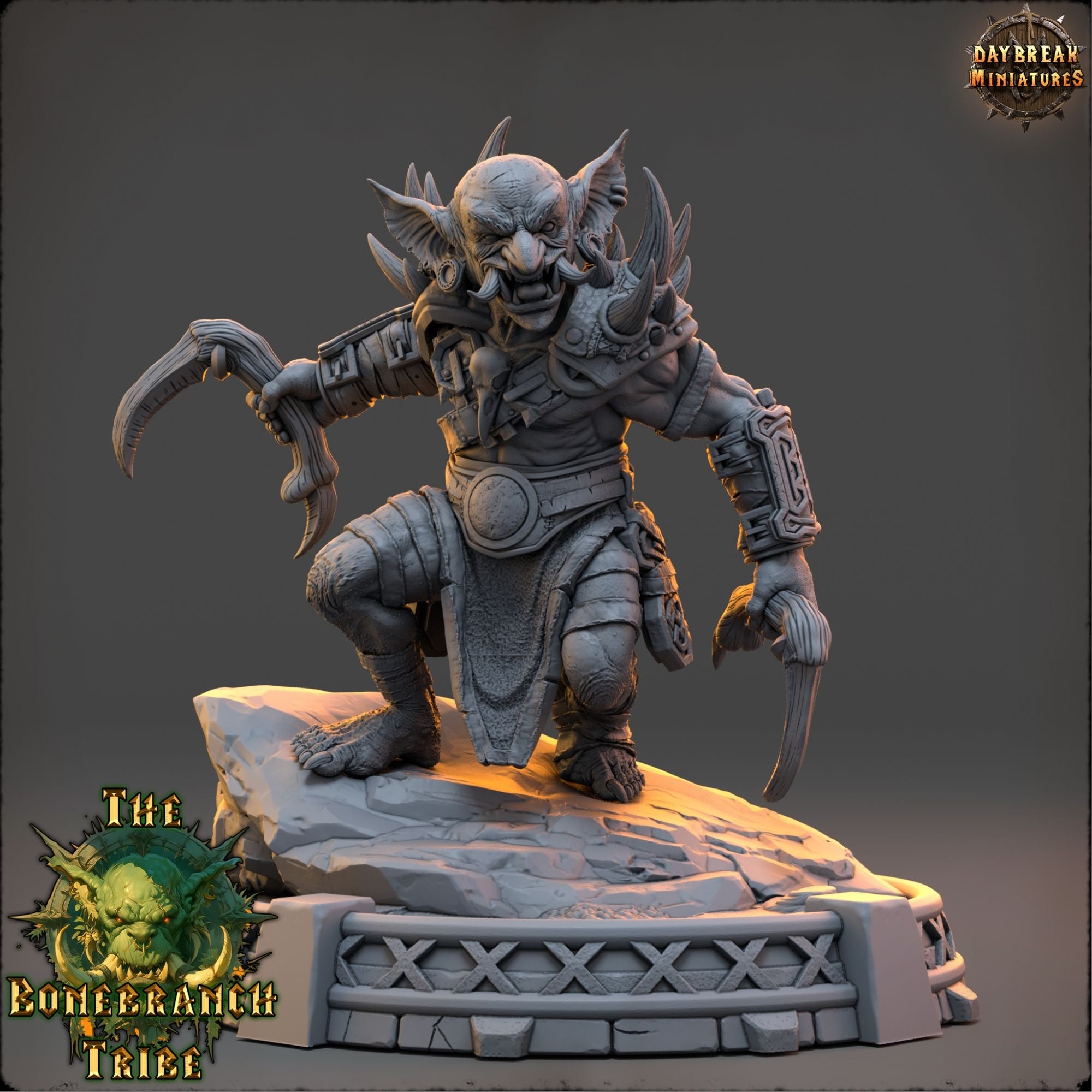 Varka Spinechewer - The Bonebranch Tribe (Goblins) - 3d Printed Miniature sculpted by Daybreak Miniatures