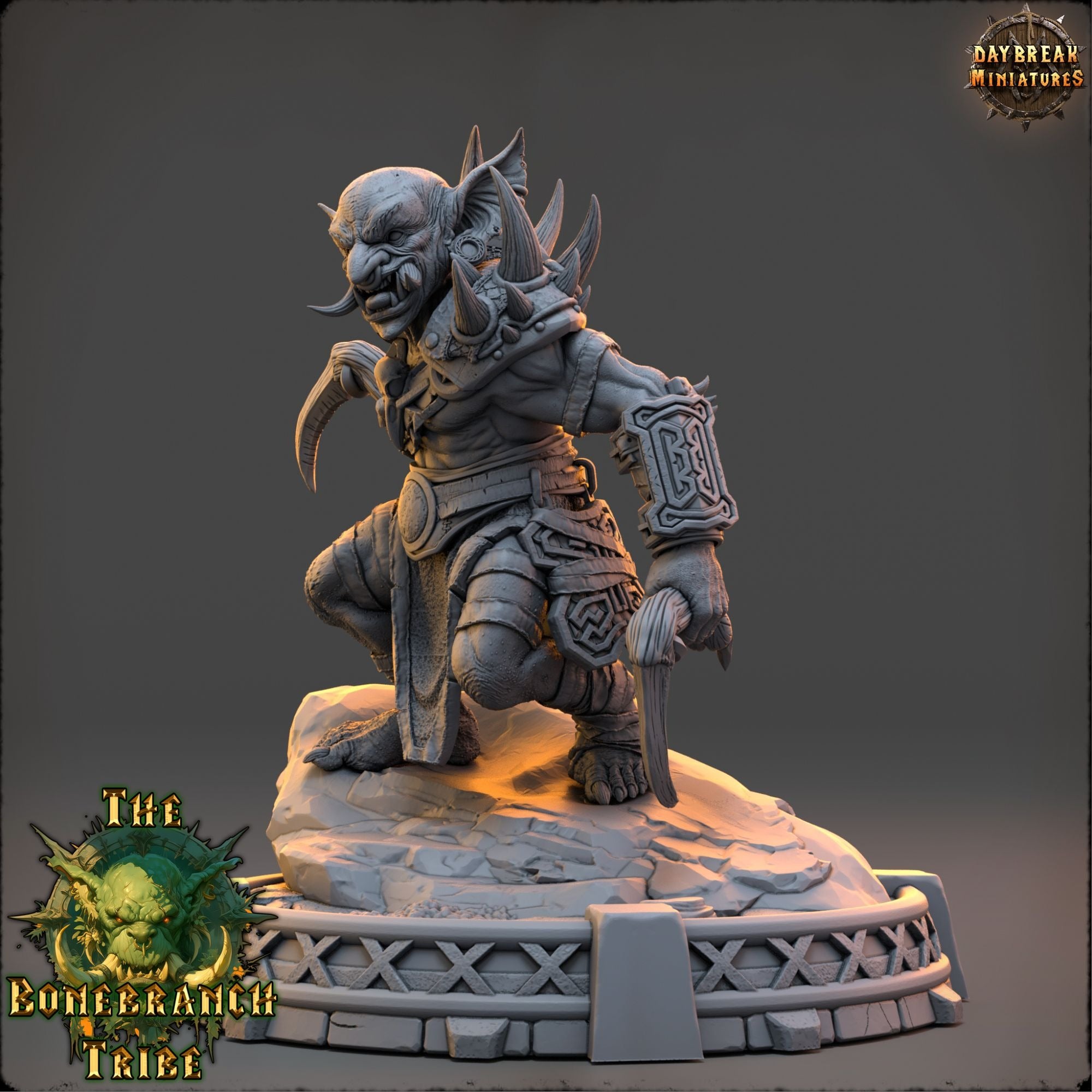 Varka Spinechewer - The Bonebranch Tribe (Goblins) - 3d Printed Miniature sculpted by Daybreak Miniatures