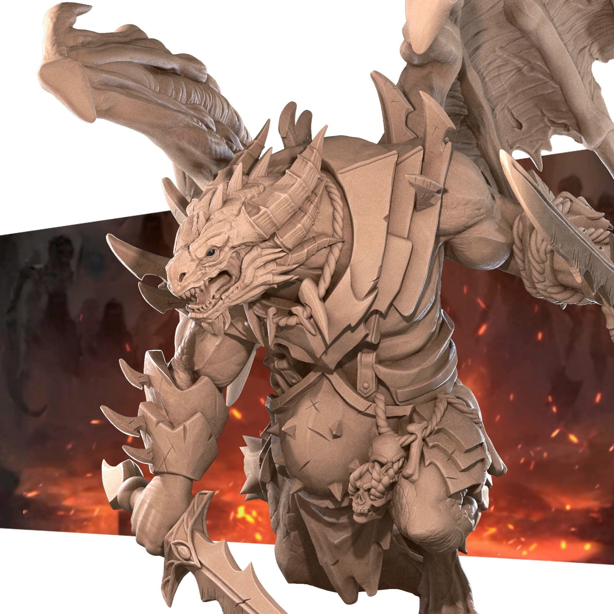 Draconian Dreadnought - Iconic Monsters - 3d Printed Miniature sculpted by Bite the Bullet