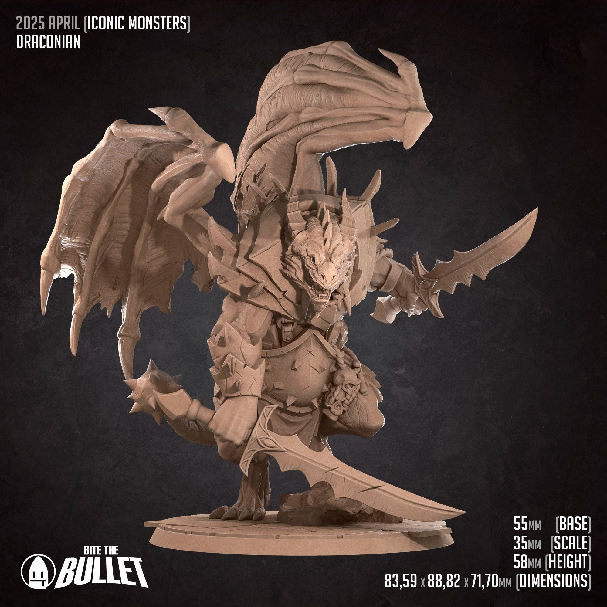 Draconian Dreadnought - Iconic Monsters - 3d Printed Miniature sculpted by Bite the Bullet