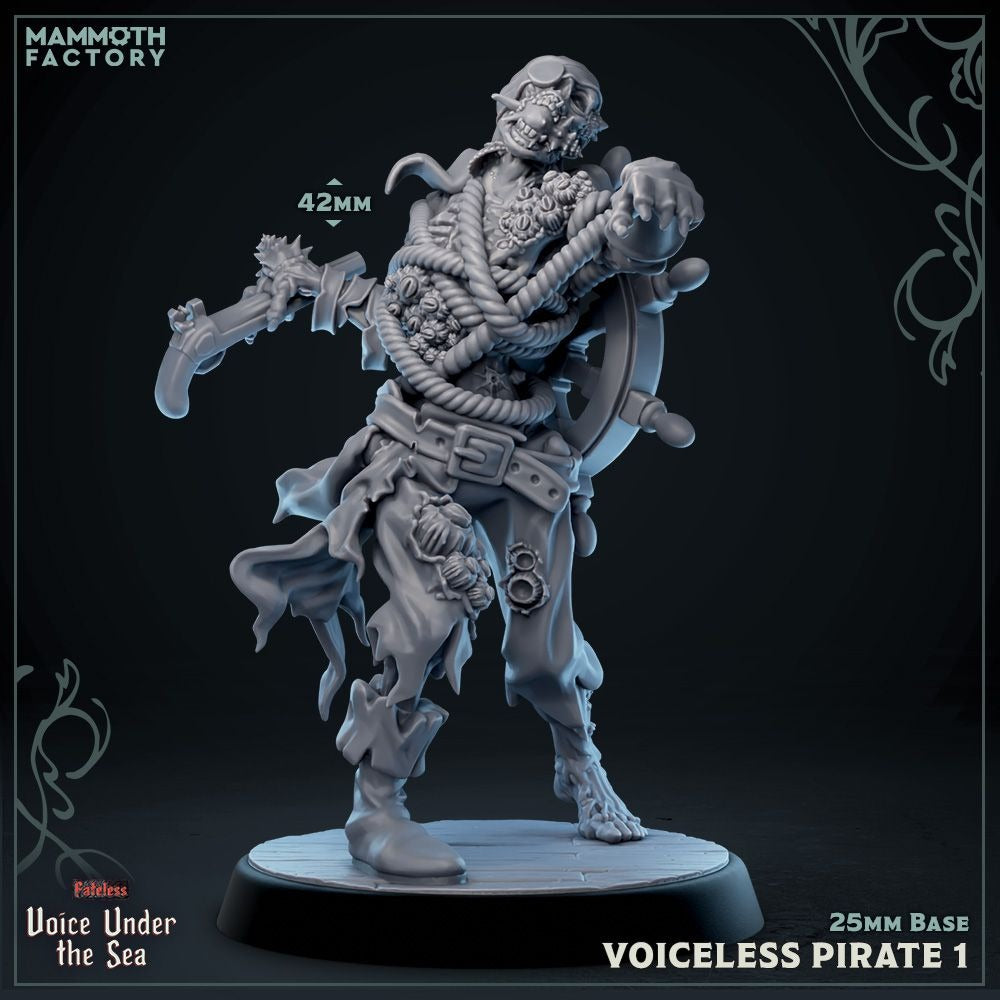 Voiceless Pirate (Undead Pirate) - Voice Under the Sea - 3d Printed Miniature Sculpted by Mammoth Factory
