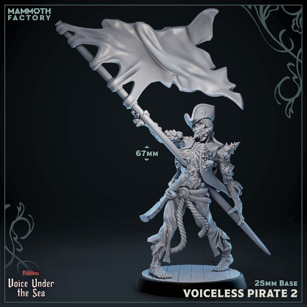 Voiceless Pirate (Undead Pirate) - Voice Under the Sea - 3d Printed Miniature Sculpted by Mammoth Factory