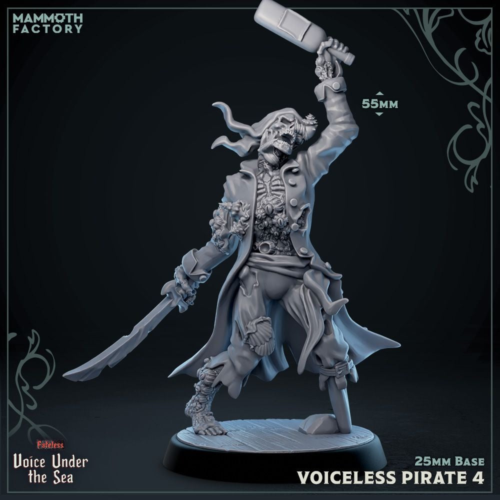 Voiceless Pirate (Undead Pirate) - Voice Under the Sea - 3d Printed Miniature Sculpted by Mammoth Factory