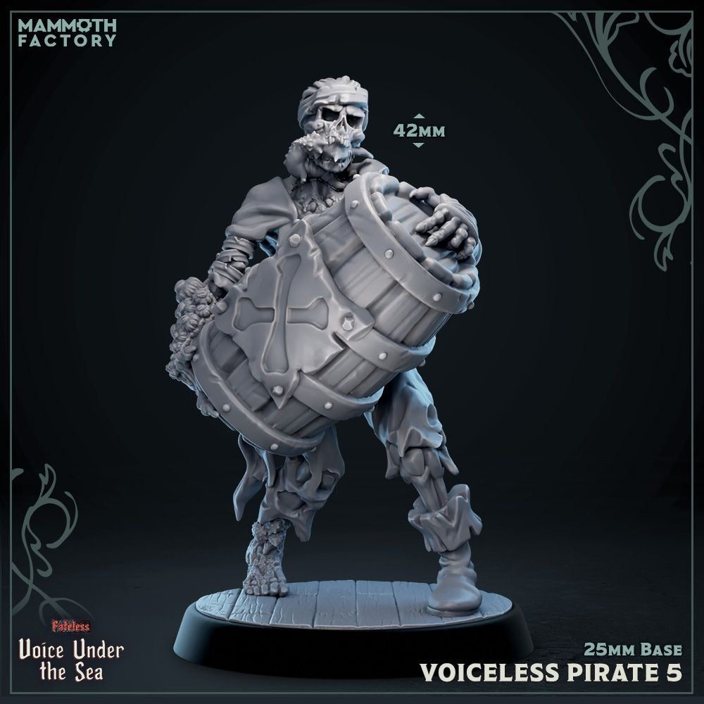 Voiceless Pirate (Undead Pirate) - Voice Under the Sea - 3d Printed Miniature Sculpted by Mammoth Factory