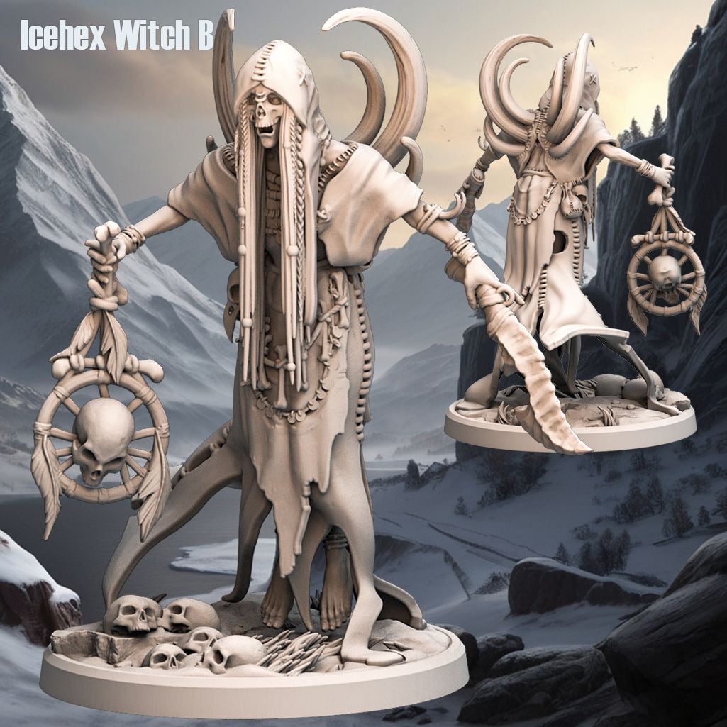 Icehex Witch - 3d Printed Miniature Sculpted by Monolith Arts