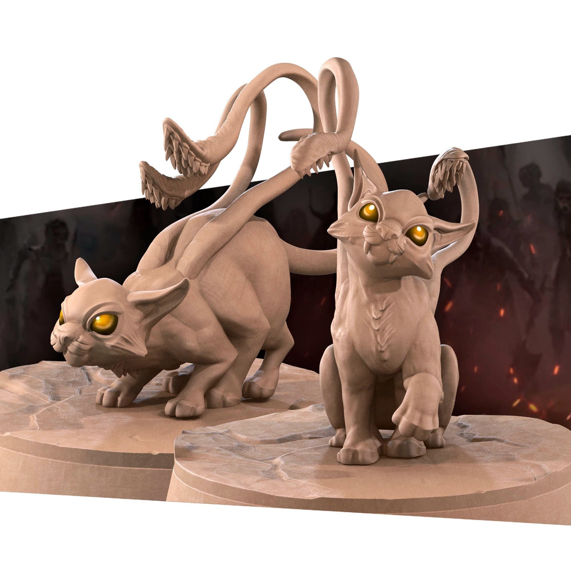 Displacer Beast Kittens - Iconic Monsters - 3d Printed Miniature sculpted by Bite the Bullet