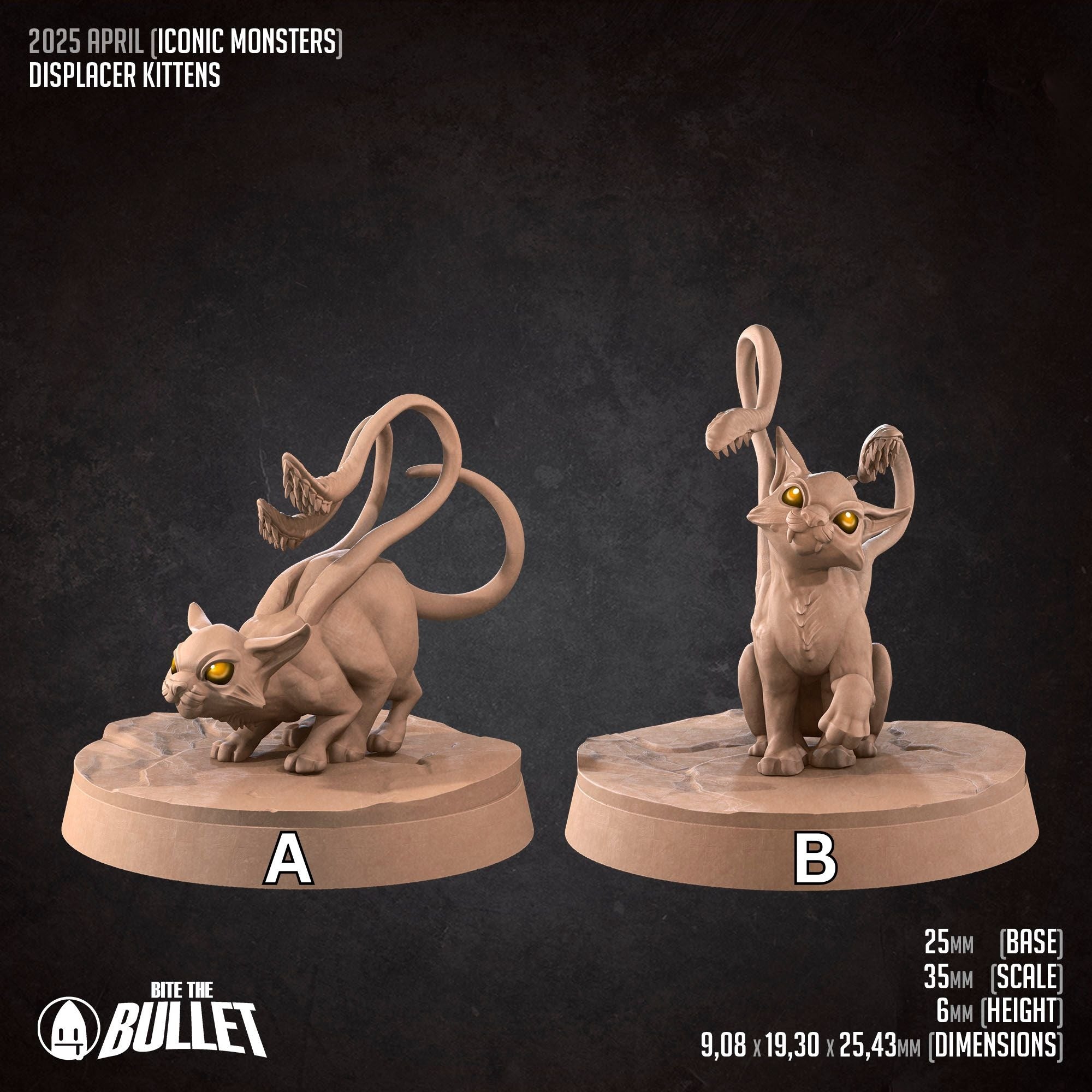 Displacer Beast Kittens - Iconic Monsters - 3d Printed Miniature sculpted by Bite the Bullet