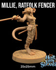 Millie, Ratfolk Fencer - Hunt for the Last Sea Angel - 3d Printed Miniature Sculpted by Dragon Trappers Lodge