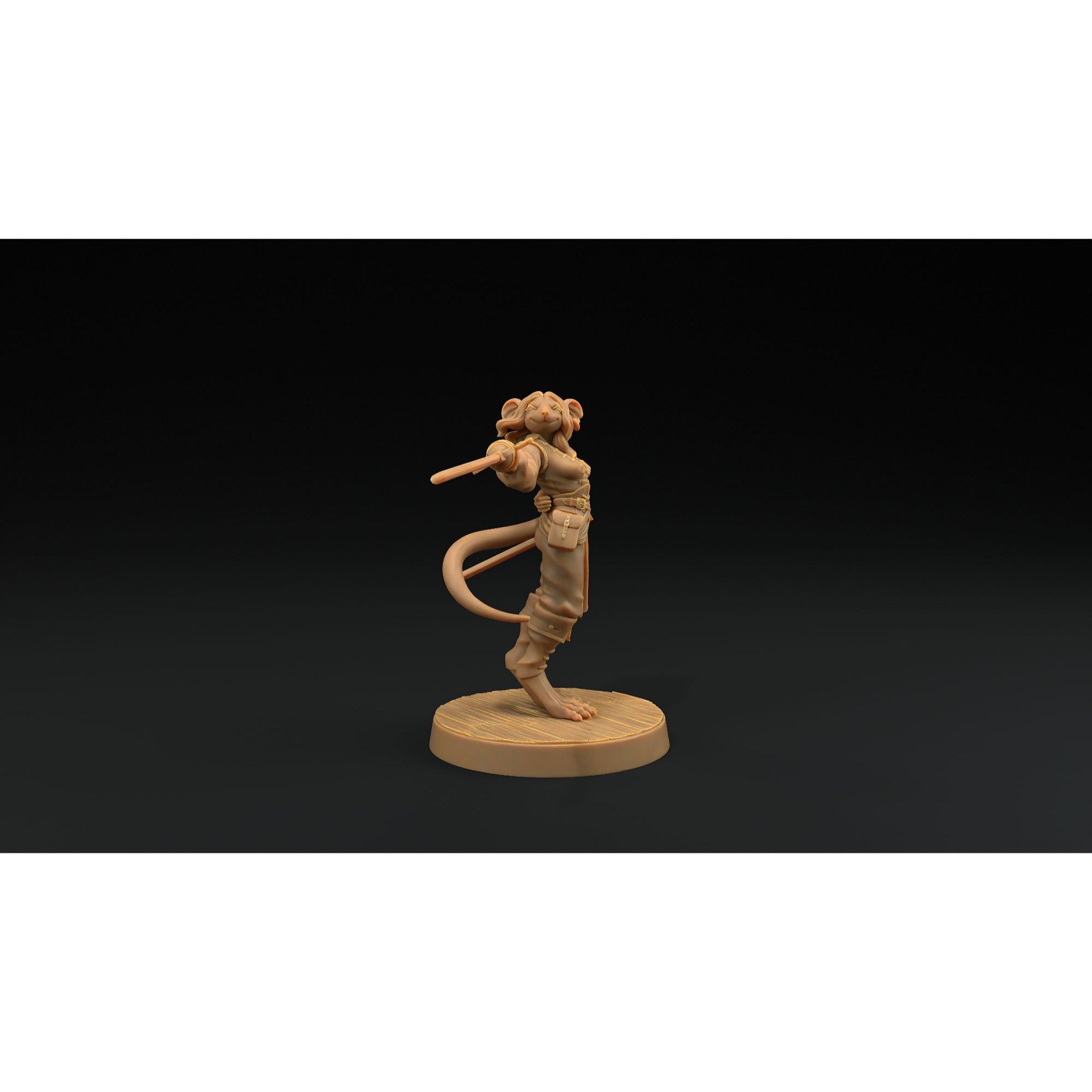 Millie, Ratfolk Fencer - Hunt for the Last Sea Angel - 3d Printed Miniature Sculpted by Dragon Trappers Lodge