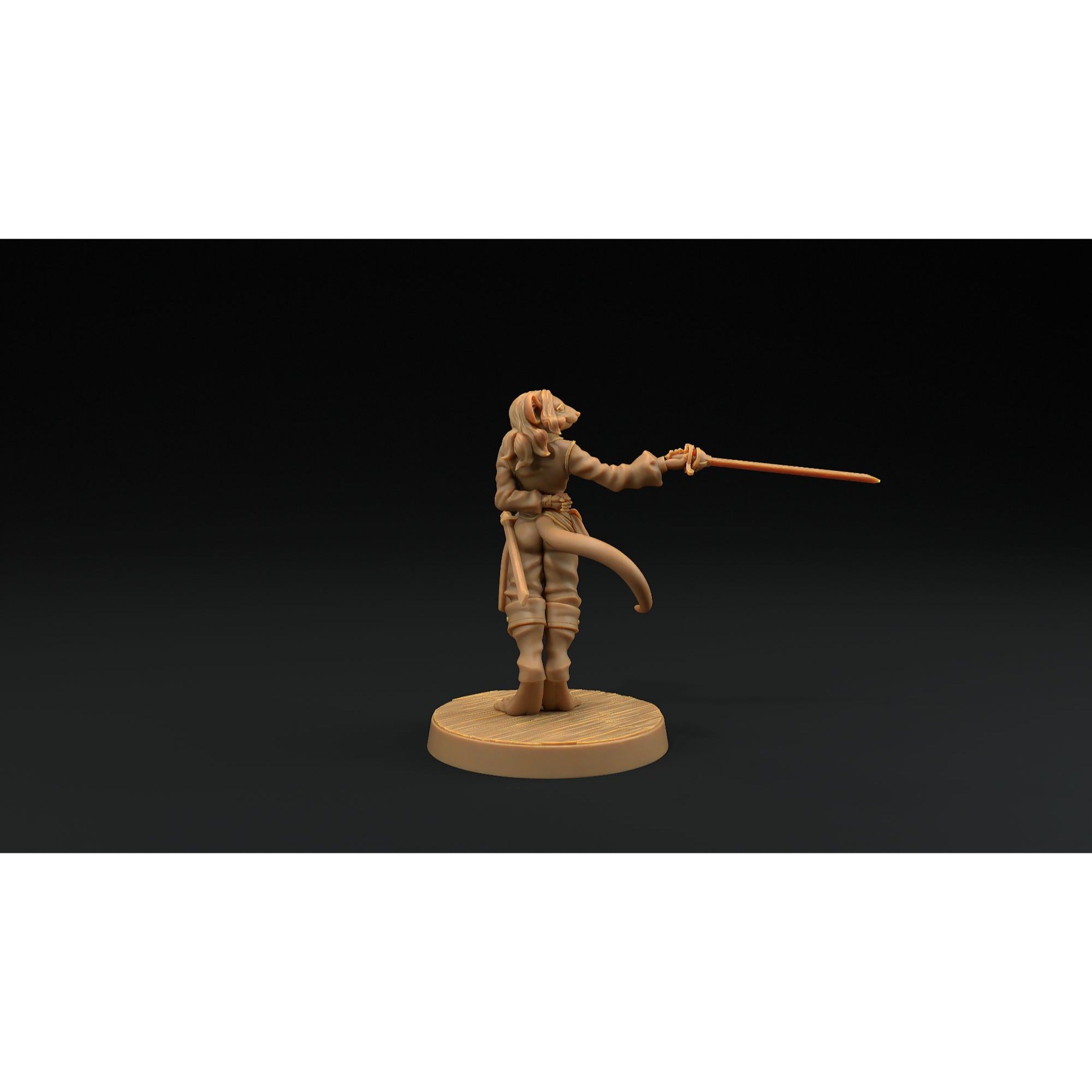 Millie, Ratfolk Fencer - Hunt for the Last Sea Angel - 3d Printed Miniature Sculpted by Dragon Trappers Lodge