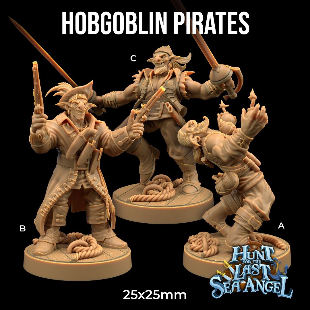 Hobgoblin Pirates - Hunt for the Last Sea Angel - 3d Printed Miniature Sculpted by Dragon Trappers Lodge
