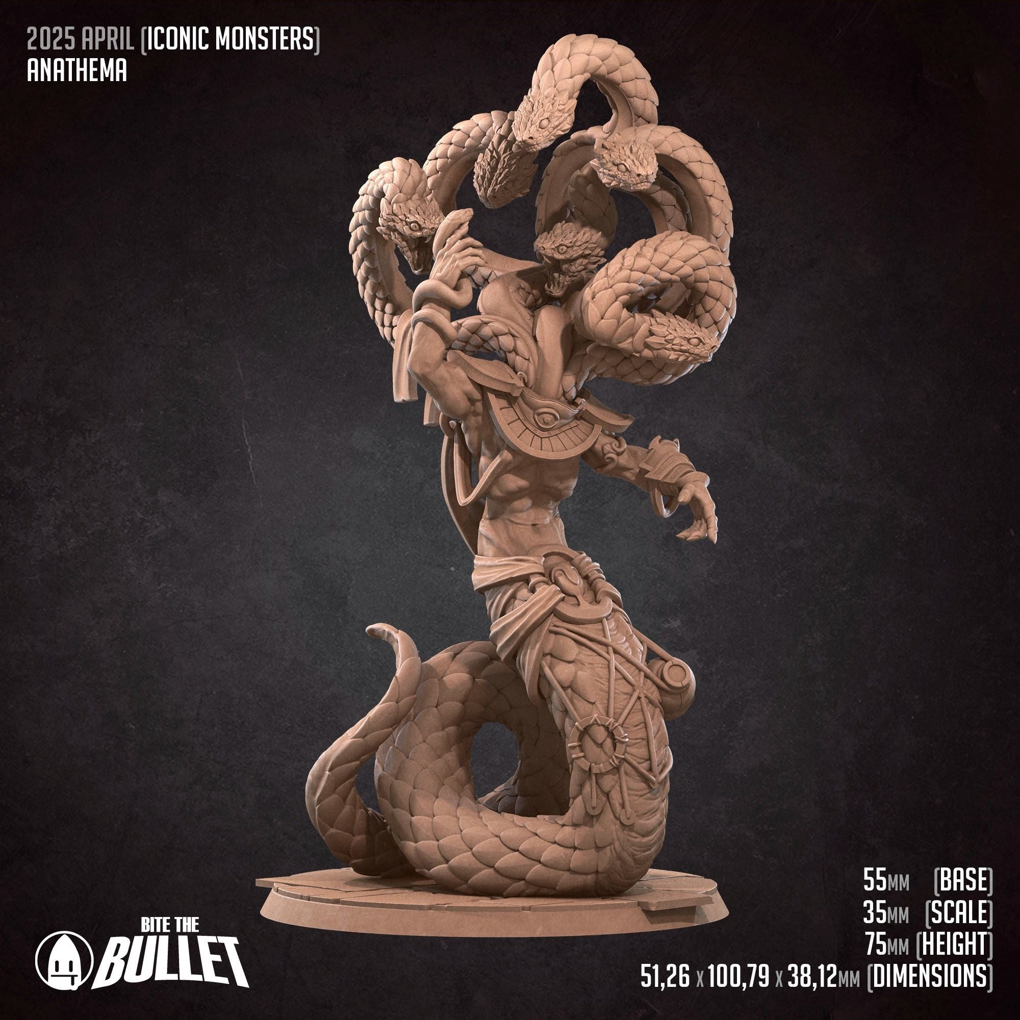 Yuan-Ti Anathema - Iconic Monsters - 3d Printed Miniature sculpted by Bite the Bullet
