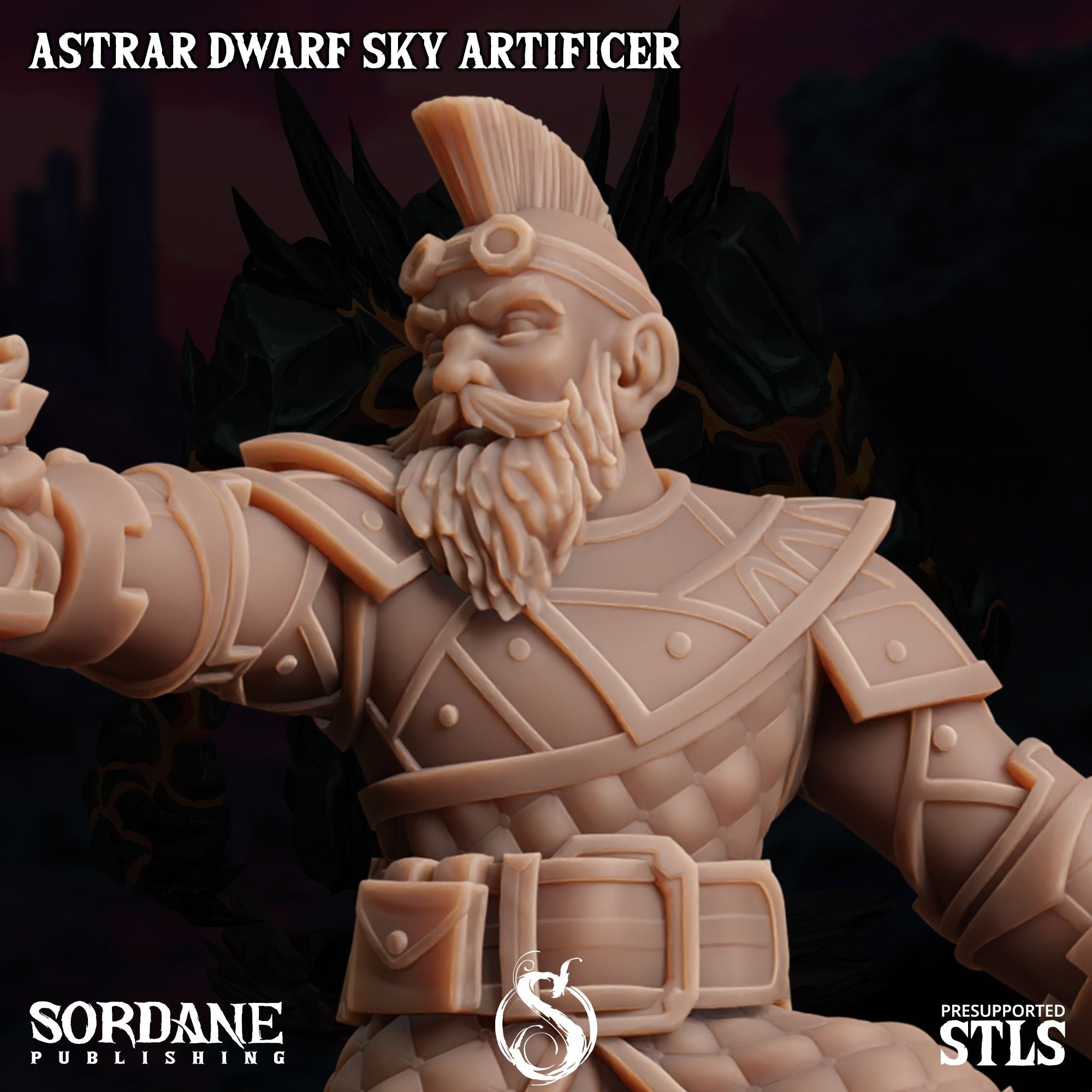 Astrar (Sky Dwarf) Artificer -  3d Printed Miniature Sculpted by Sordane Publishing
