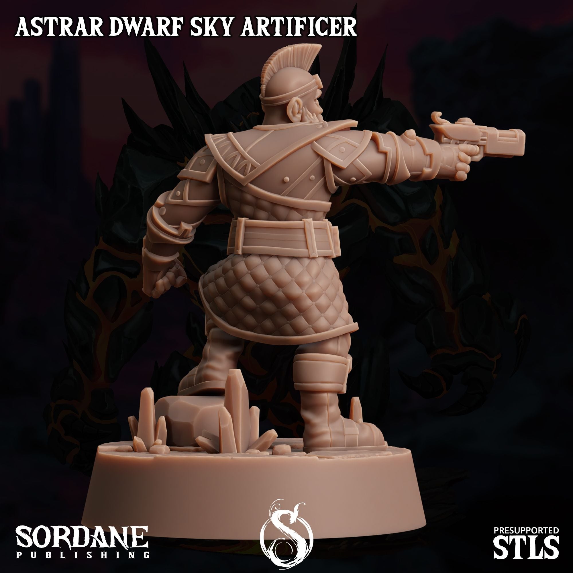 Astrar (Sky Dwarf) Artificer -  3d Printed Miniature Sculpted by Sordane Publishing