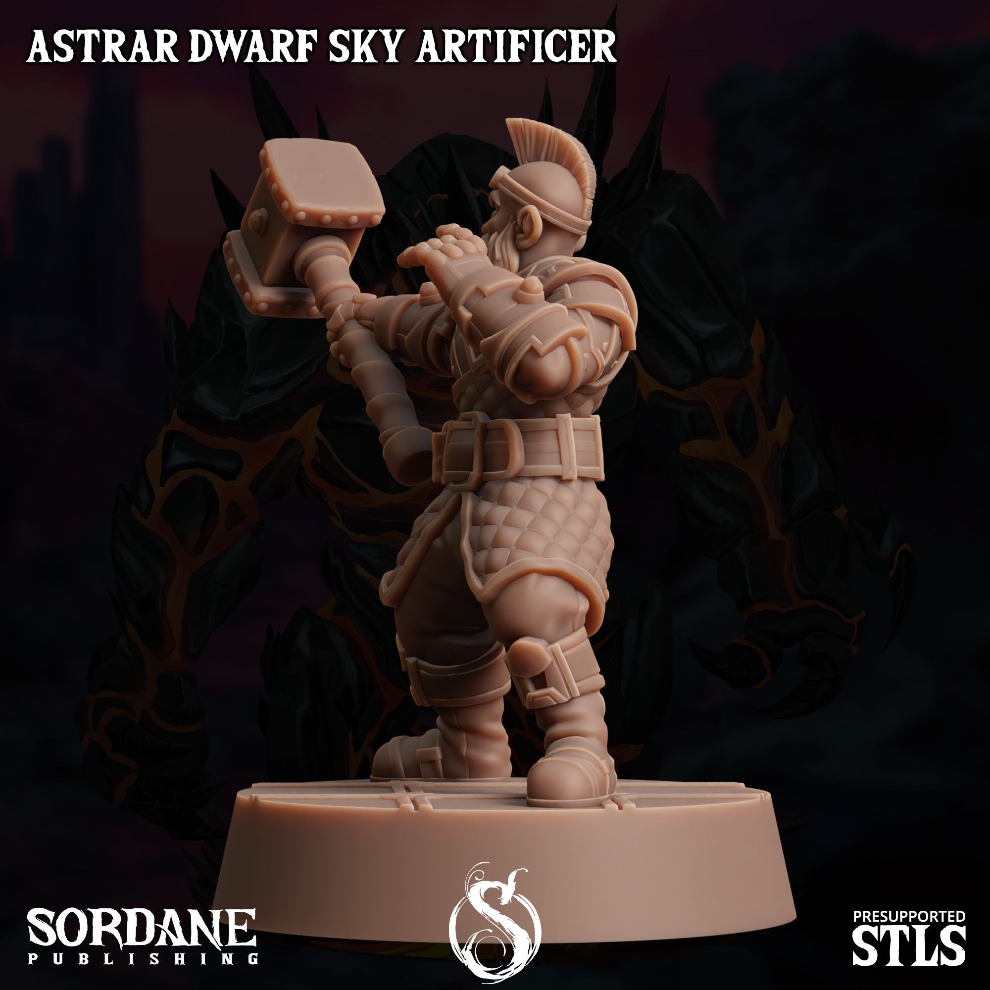 Astrar (Sky Dwarf) Artificer -  3d Printed Miniature Sculpted by Sordane Publishing