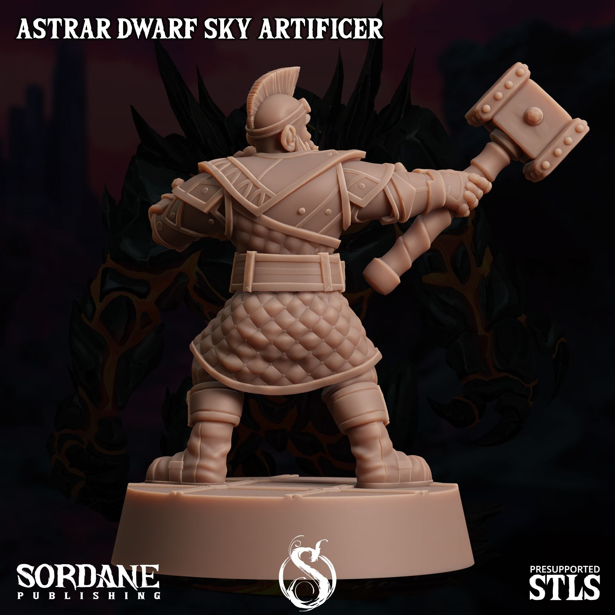 Astrar (Sky Dwarf) Artificer -  3d Printed Miniature Sculpted by Sordane Publishing