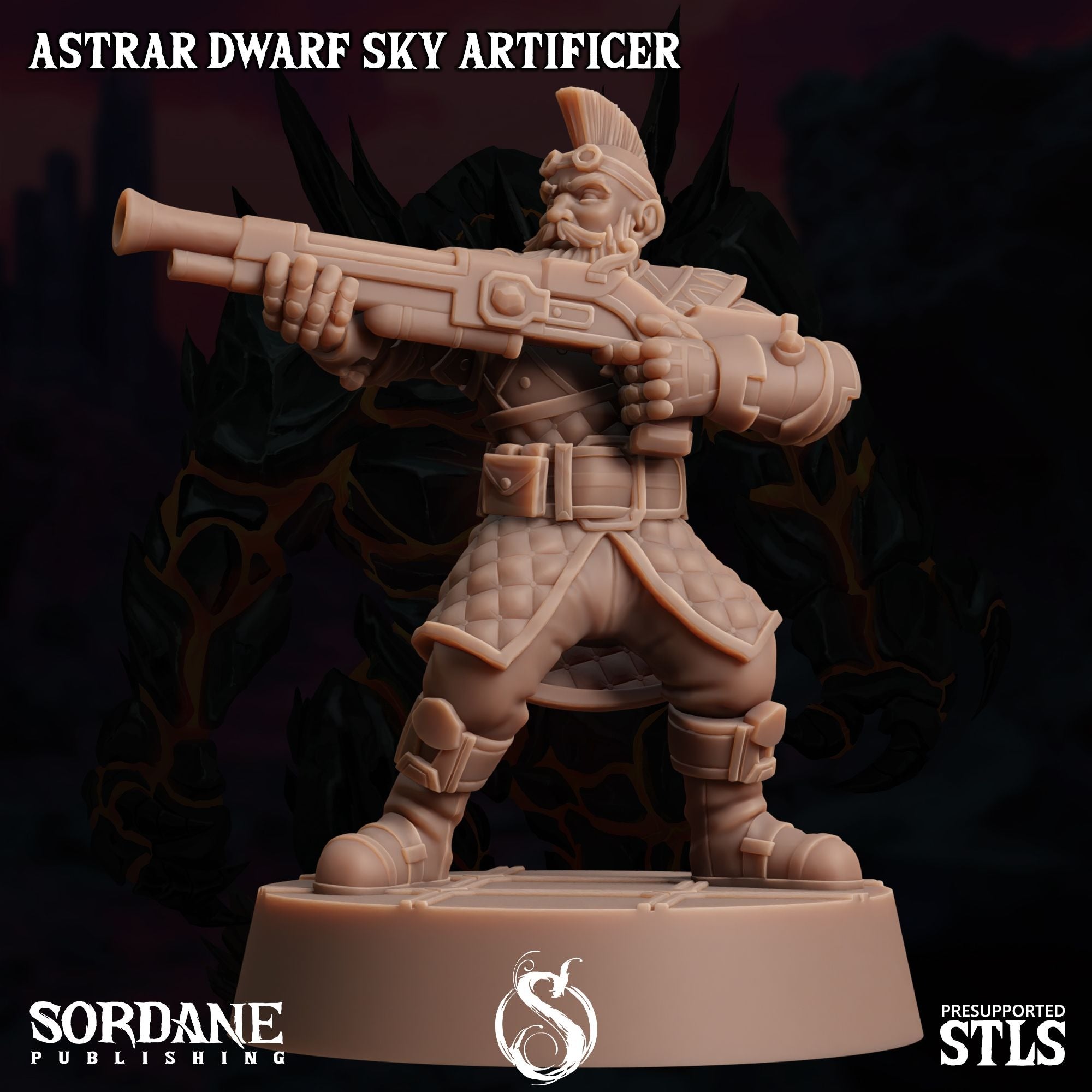 Astrar (Sky Dwarf) Artificer -  3d Printed Miniature Sculpted by Sordane Publishing