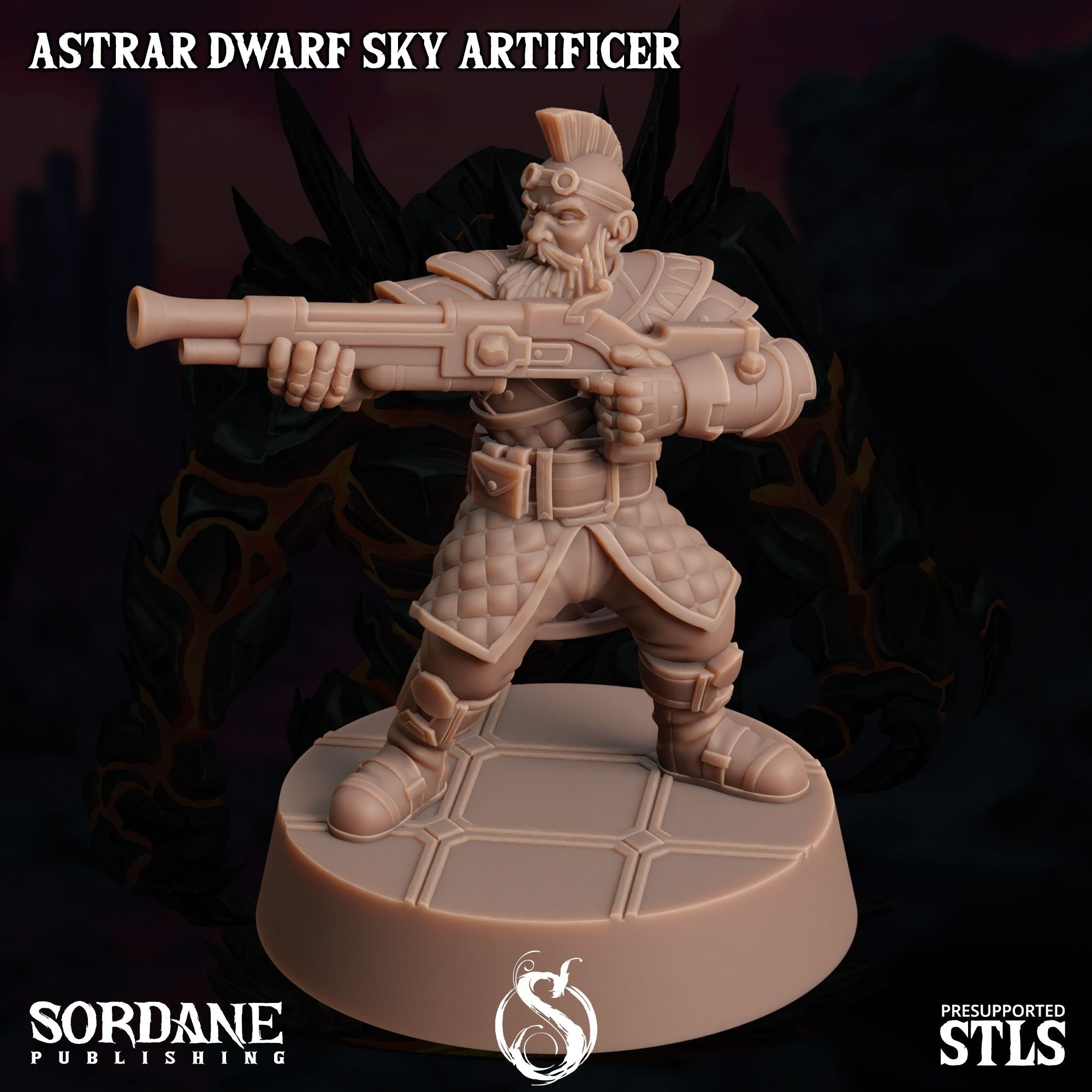 Astrar (Sky Dwarf) Artificer -  3d Printed Miniature Sculpted by Sordane Publishing