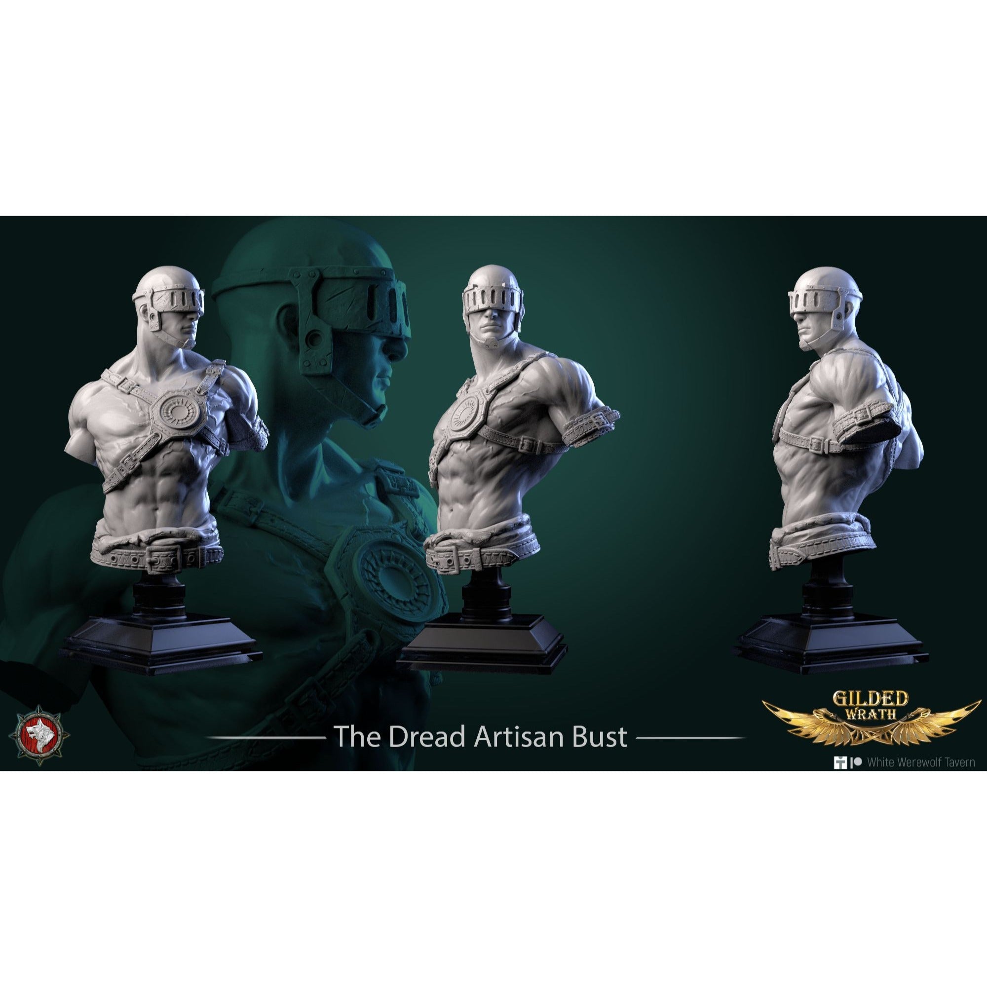 The Dread Artisan BUST - Gilded Wrath - 3d Printed Miniature Sculpted by White Werewolf Tavern