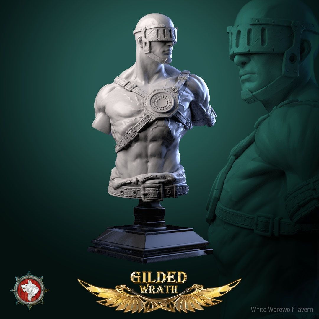 The Dread Artisan BUST - Gilded Wrath - 3d Printed Miniature Sculpted by White Werewolf Tavern