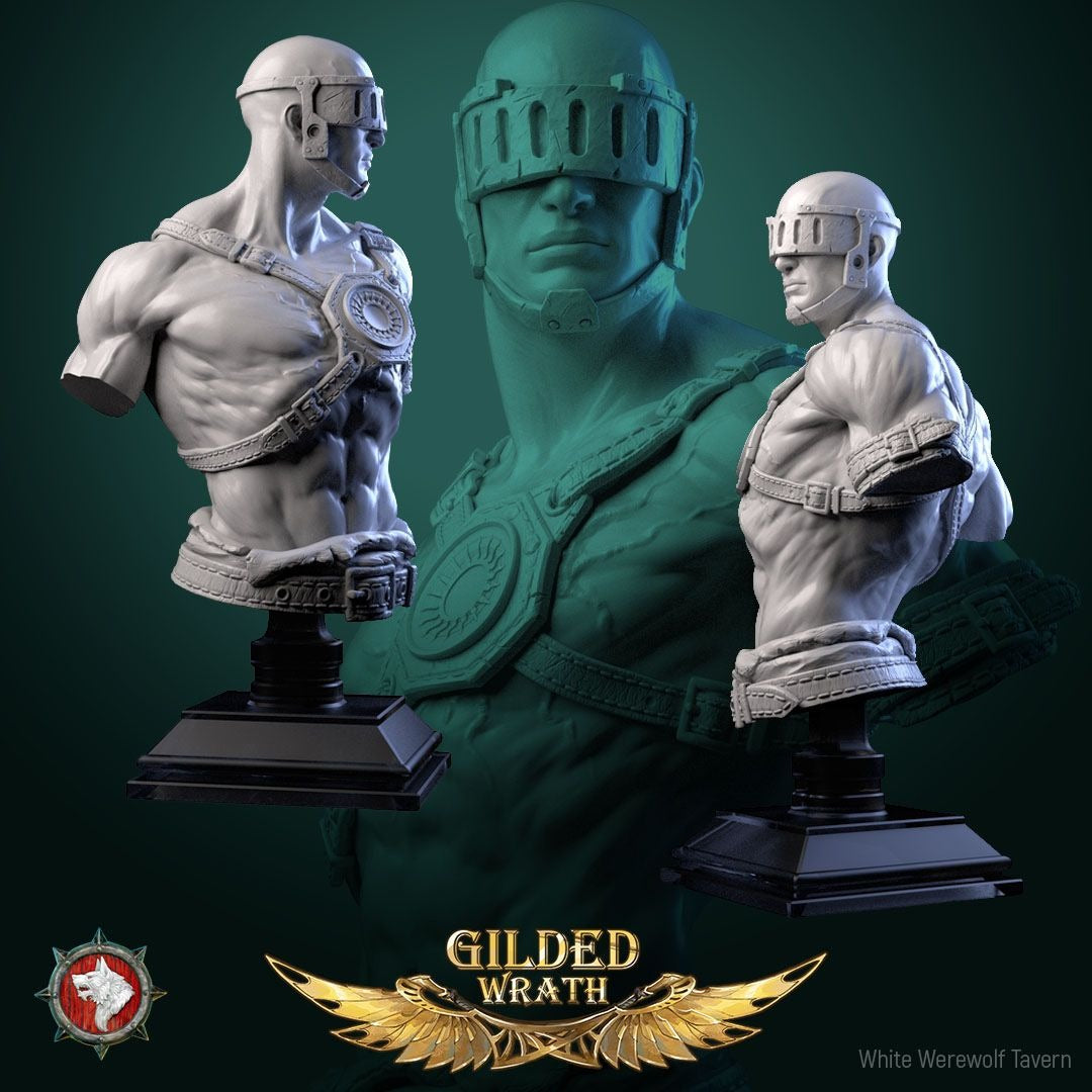 The Dread Artisan BUST - Gilded Wrath - 3d Printed Miniature Sculpted by White Werewolf Tavern