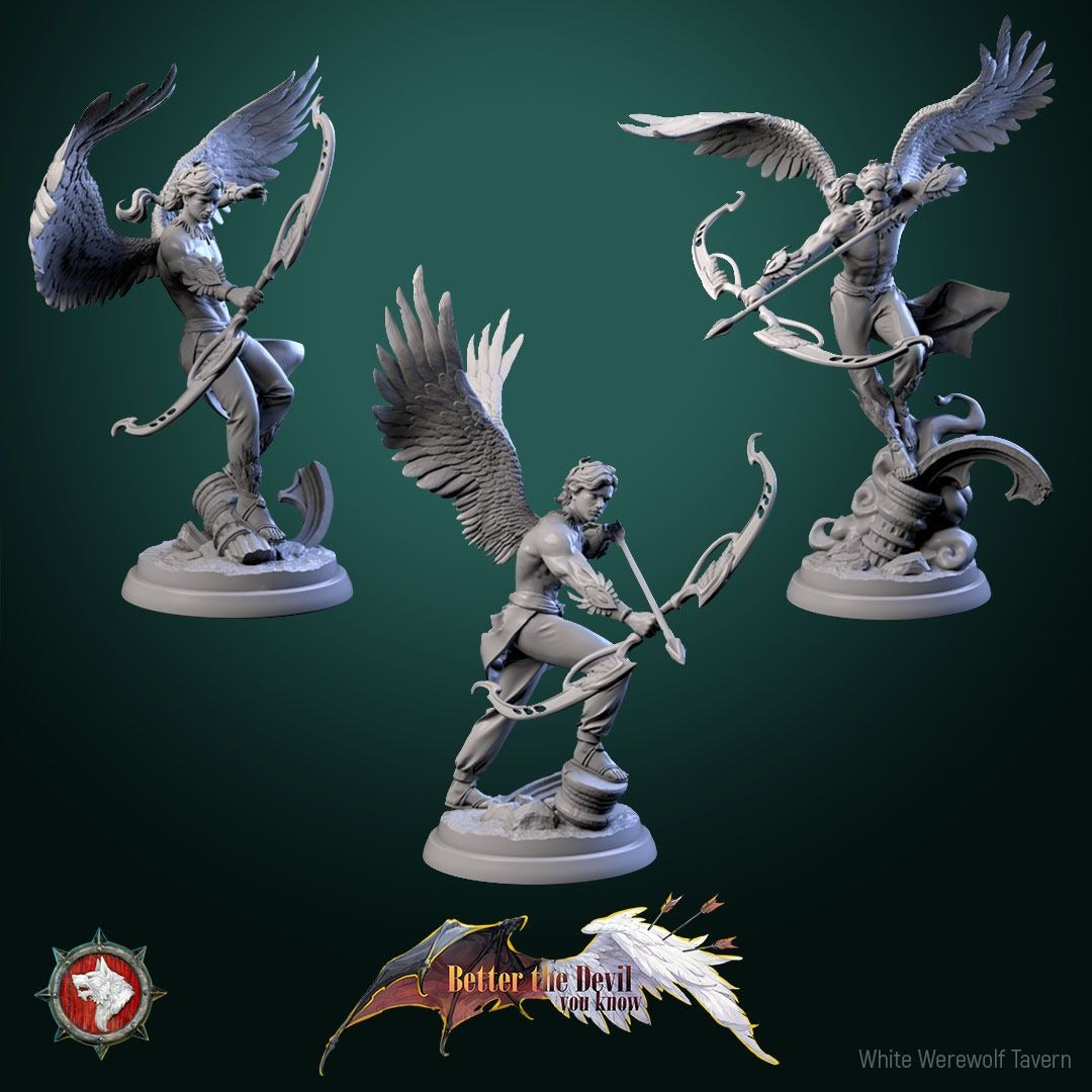 Angel Archers - Better the Devil You Know - 3d Printed Miniature Sculpted by White Werewolf Tavern