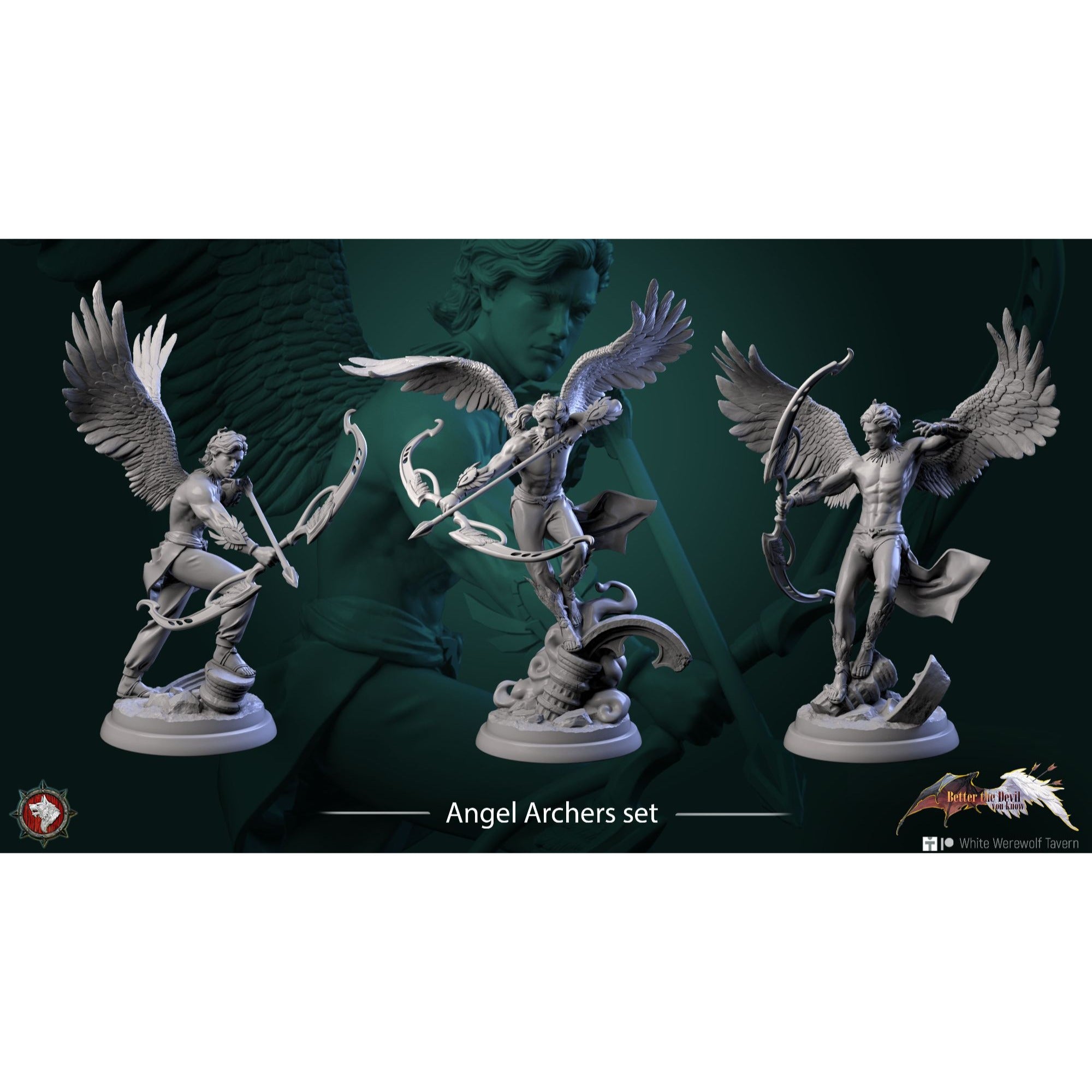 Angel Archers - Better the Devil You Know - 3d Printed Miniature Sculpted by White Werewolf Tavern