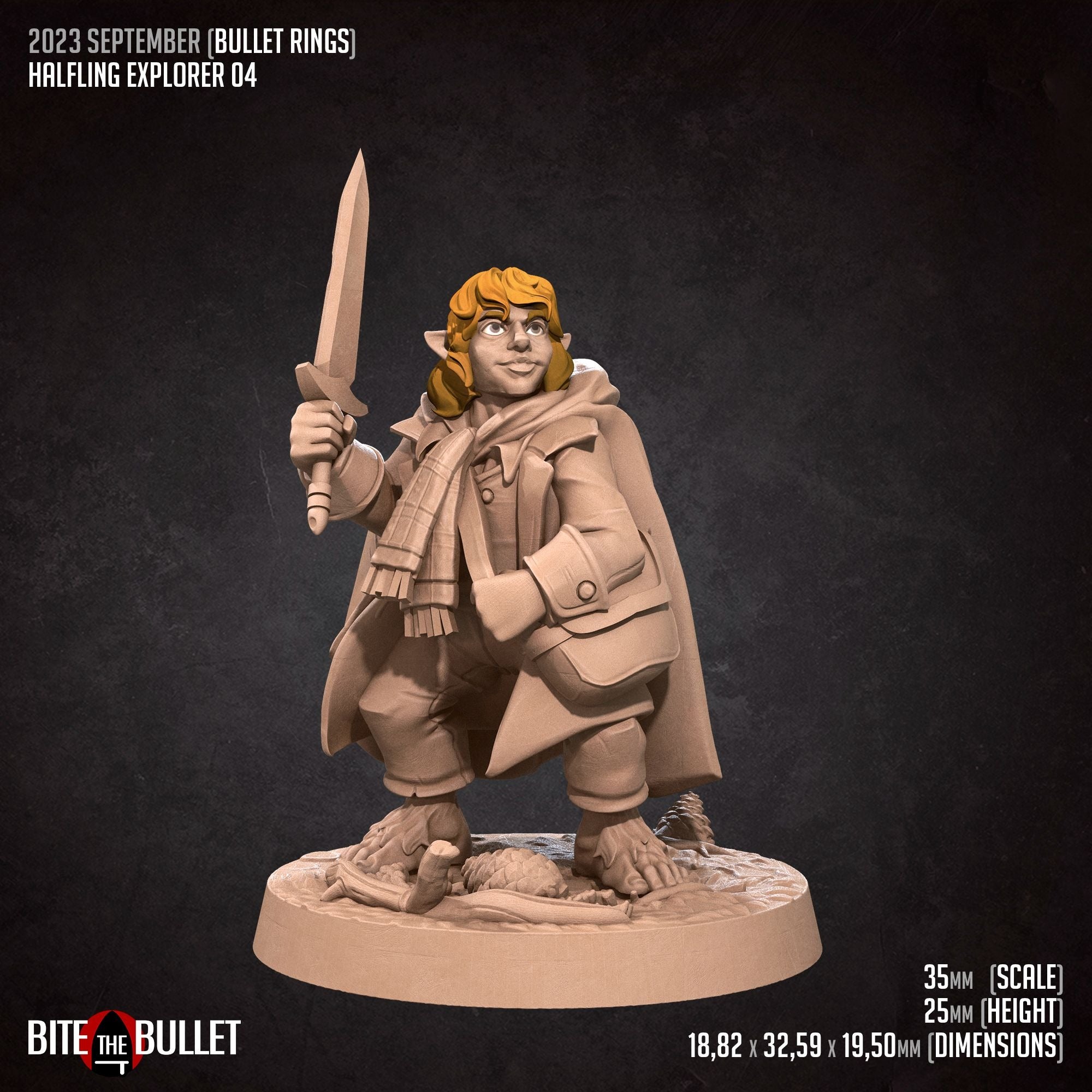 Halfling Explorers - Bullet Rings - 3d Printed Miniature by Bite the Bullet