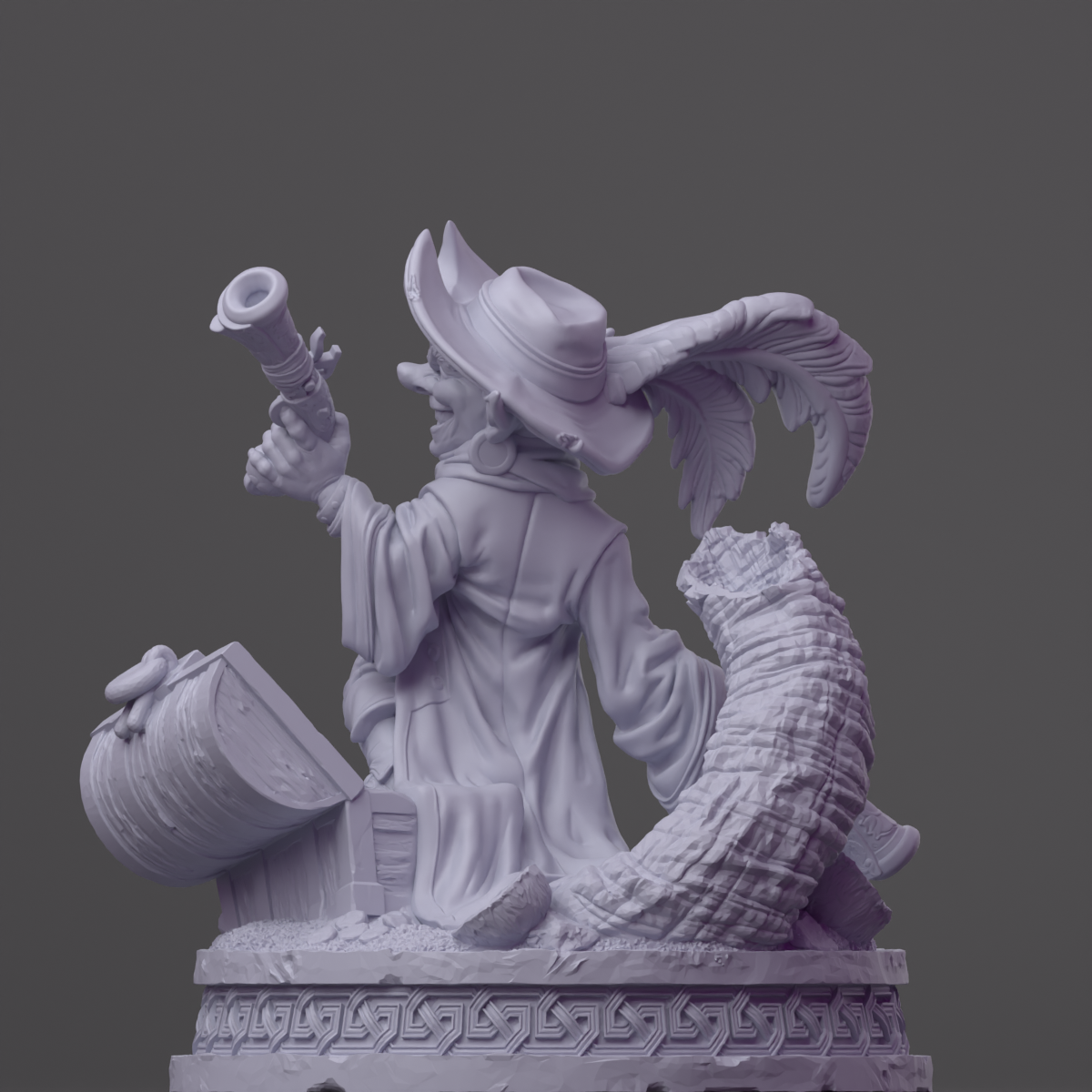 a statue of a man with a bucket and a bird