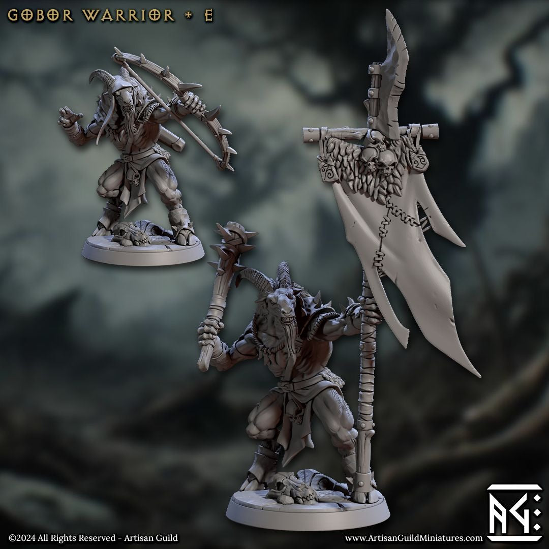 Gobor Warriors - Rise of the Beastmen - 3d Printed Miniature sculpted by Artisan Guild