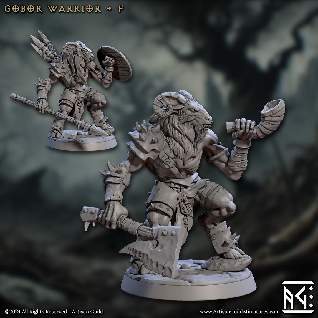 Gobor Warriors - Rise of the Beastmen - 3d Printed Miniature sculpted by Artisan Guild