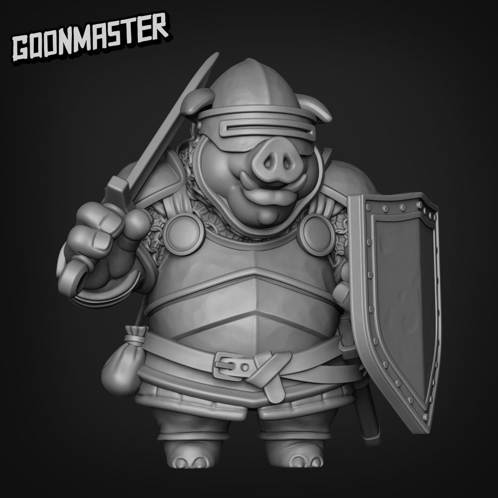 Pig Knight - 3d Printed Miniature by Goon Master Games