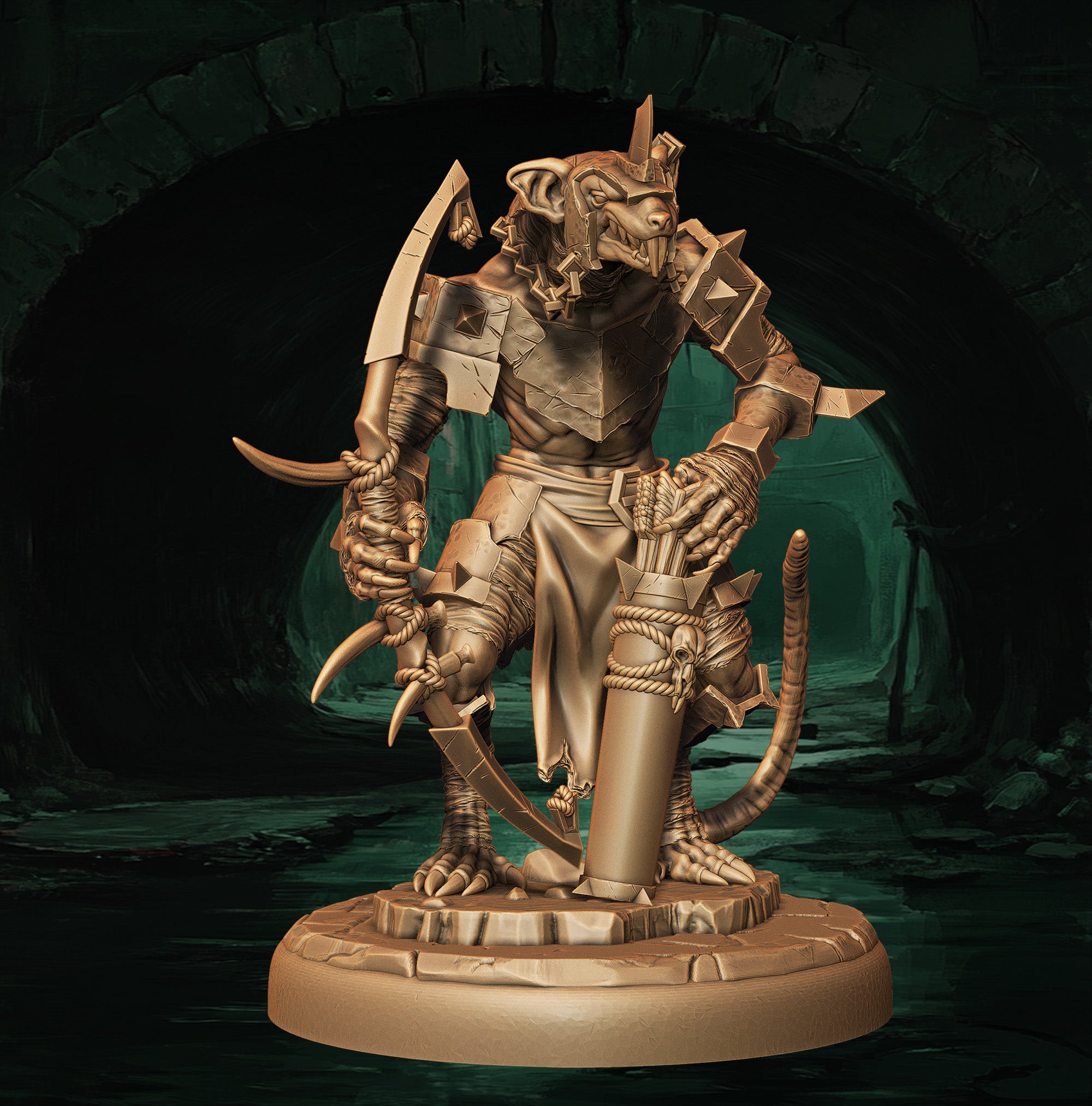 a statue of a demon holding a sword