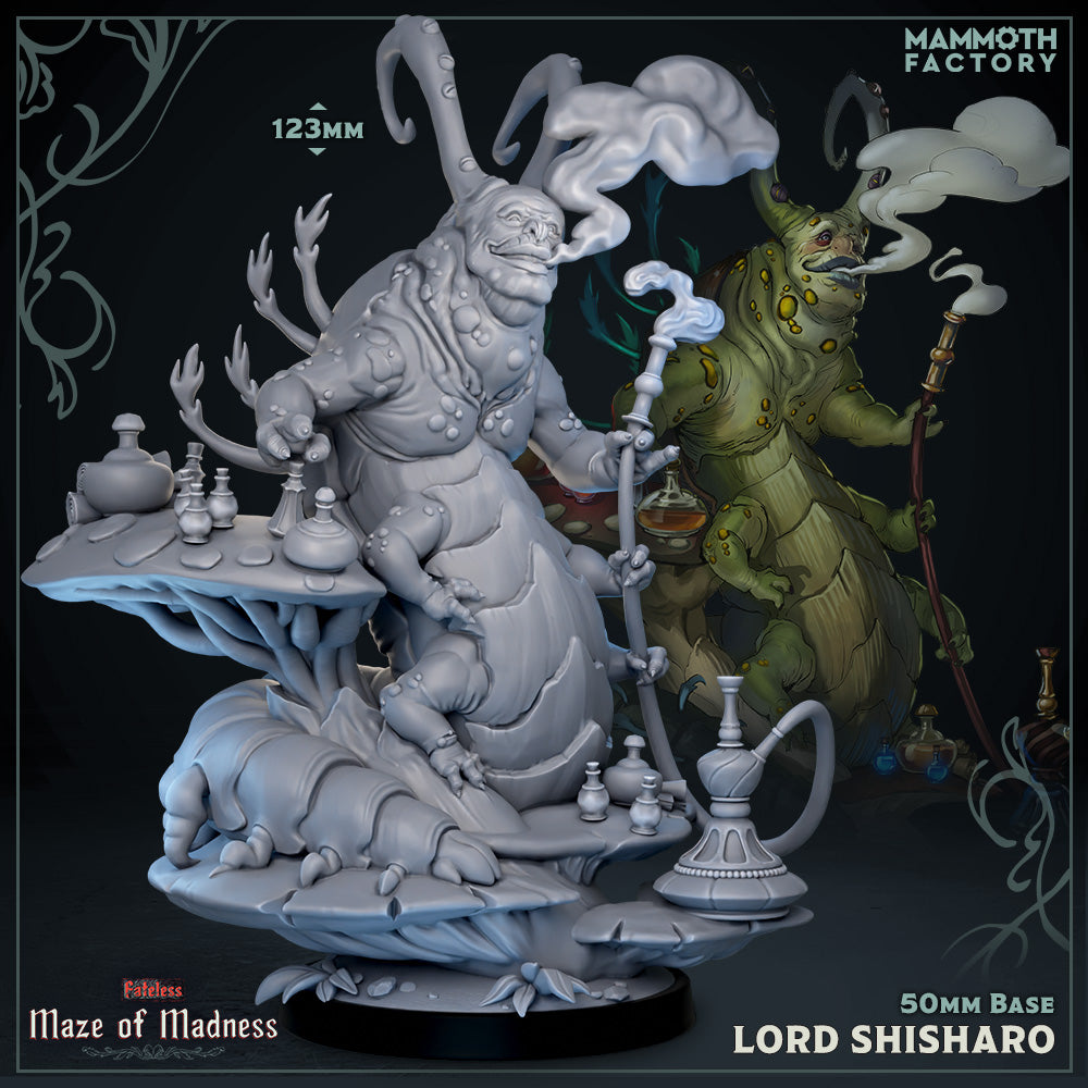 a statue of a wizard and a creature on a table
