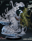 a statue of a wizard and a creature on a table
