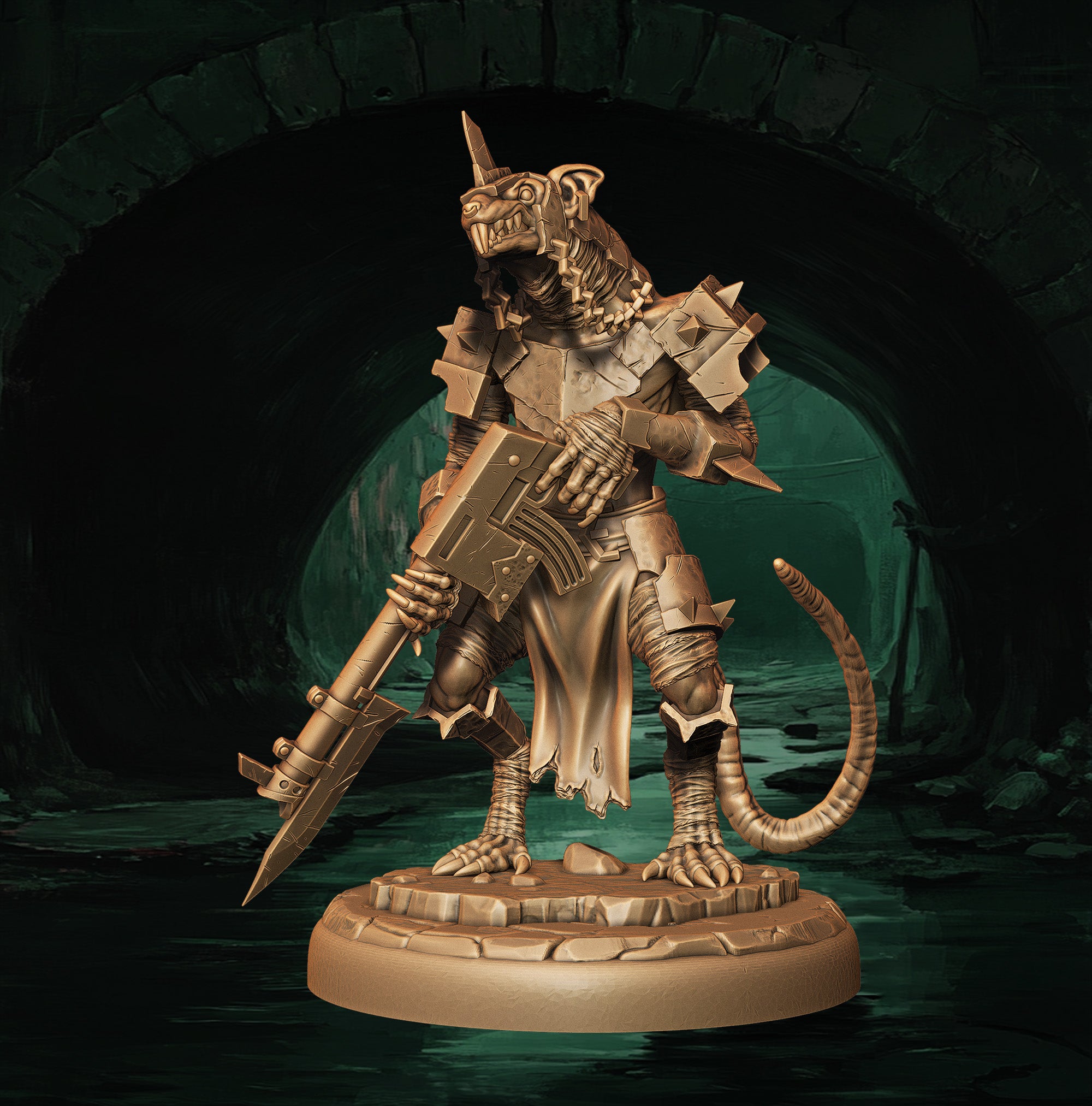 a statue of a knight with a sword